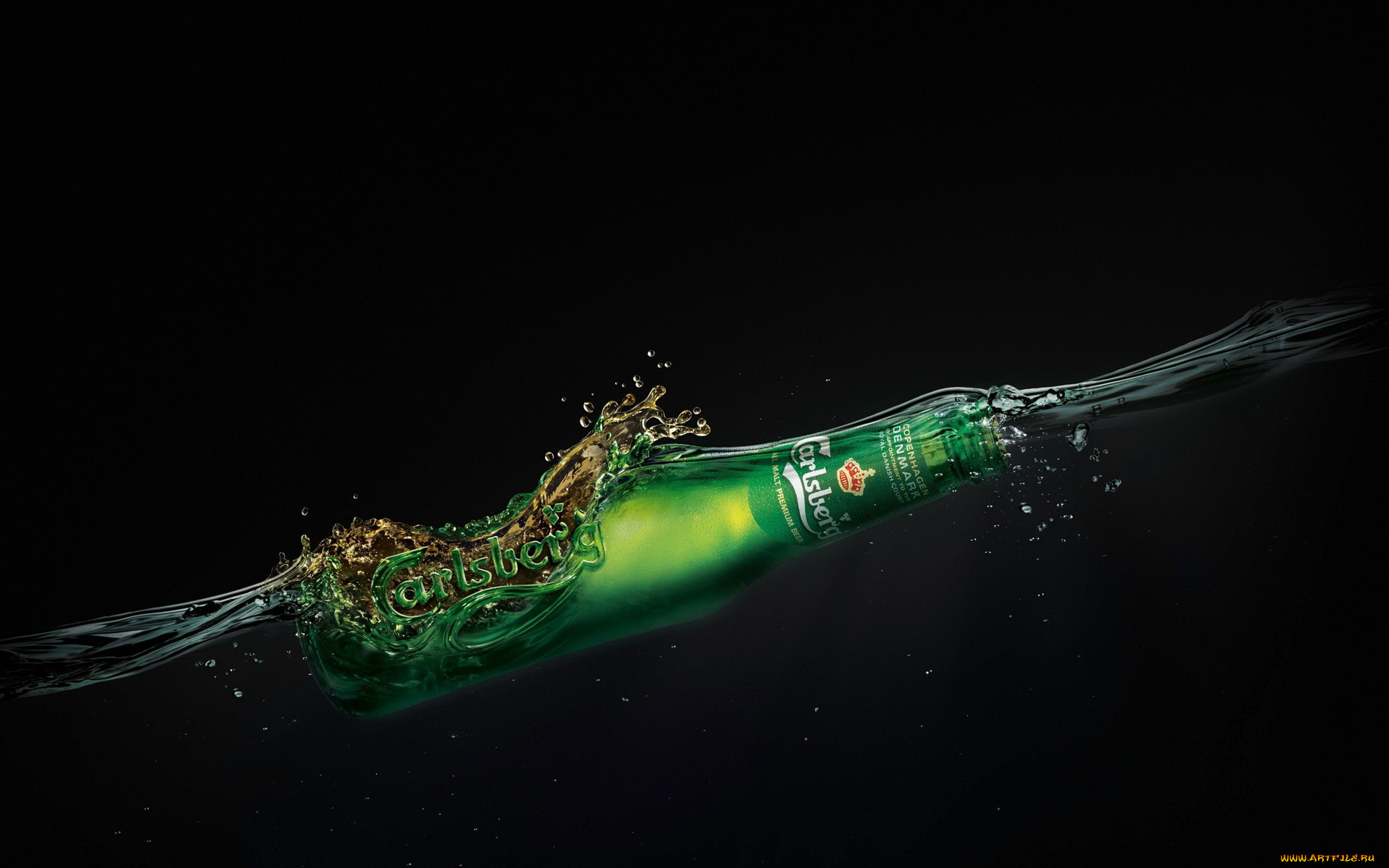бренды, carlsberg, карлсберг, брызги, надпись, пиво, бутылка