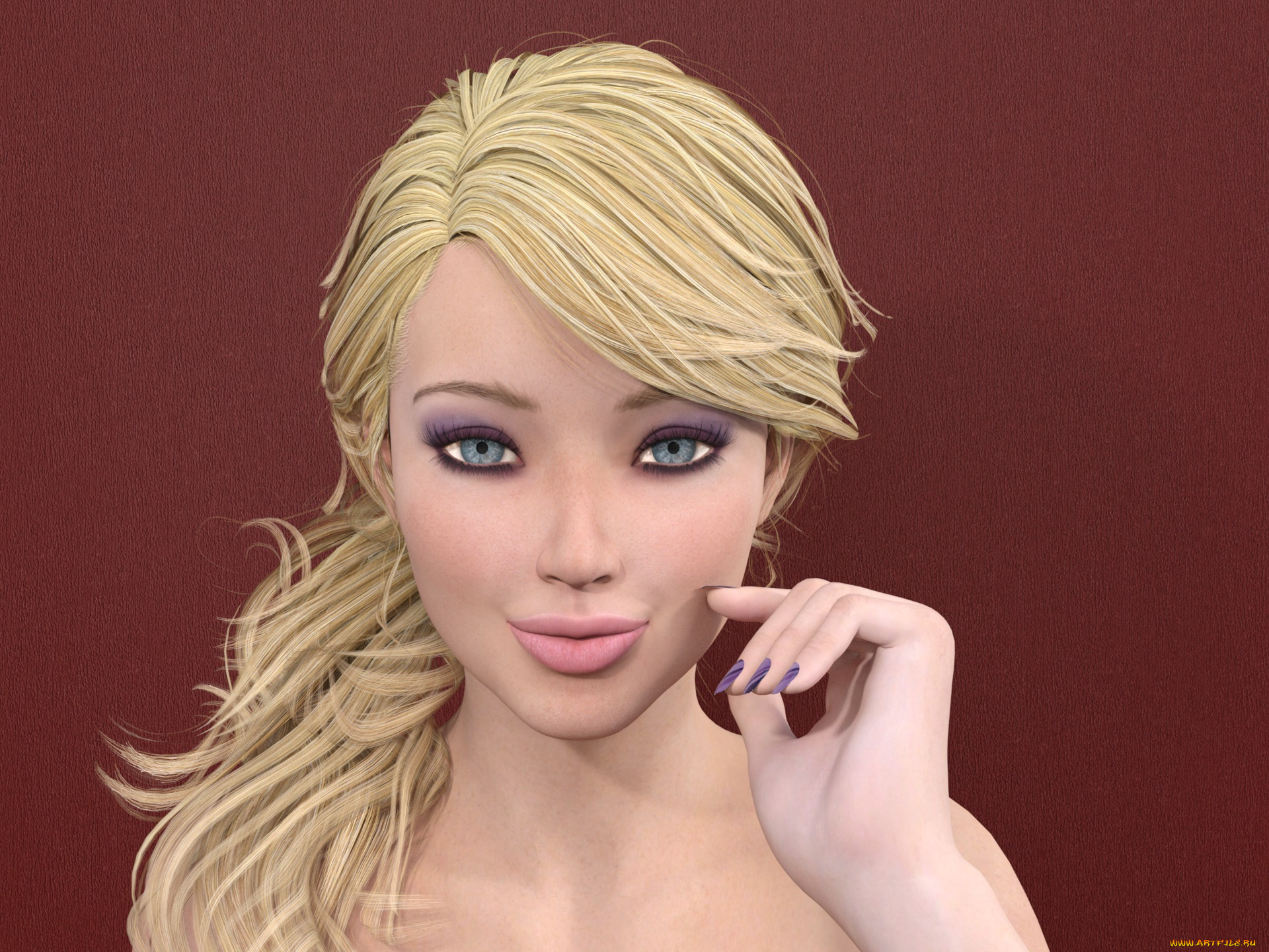 3д, графика, портрет, , portraits, взгляд, девушка, блондинка, фон