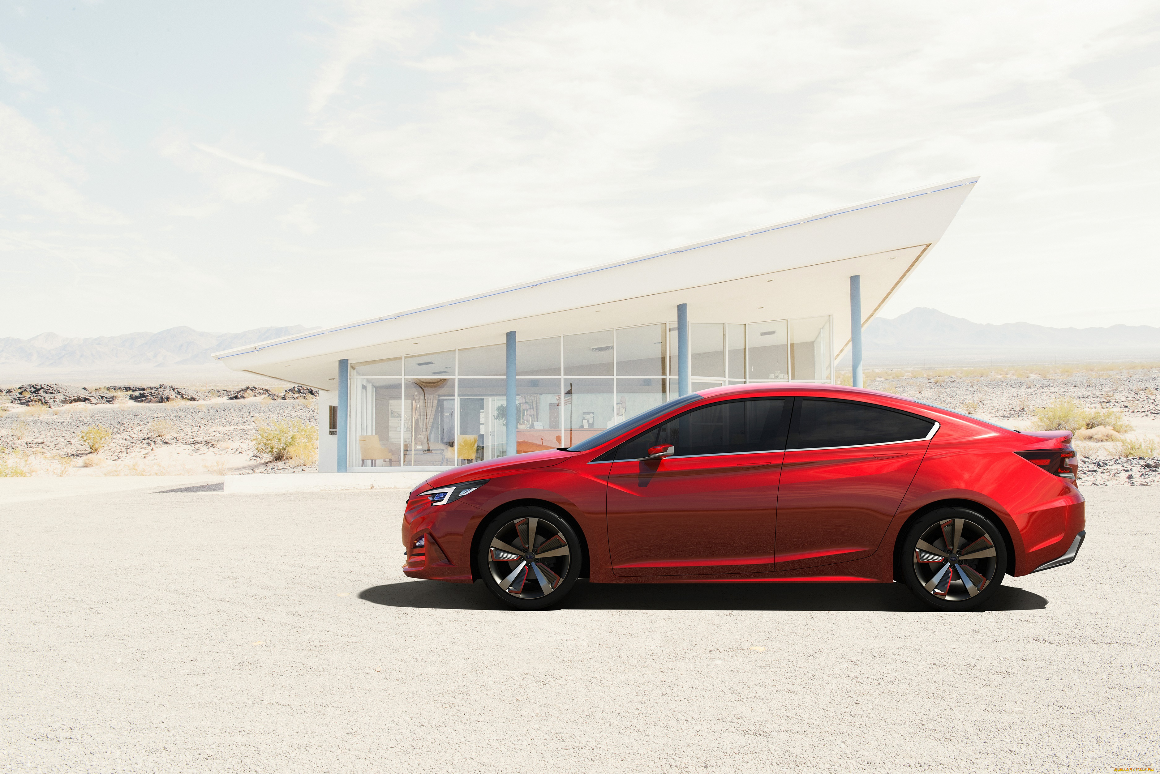 автомобили, subaru, impreza, красный, 2015г, concept, sedan