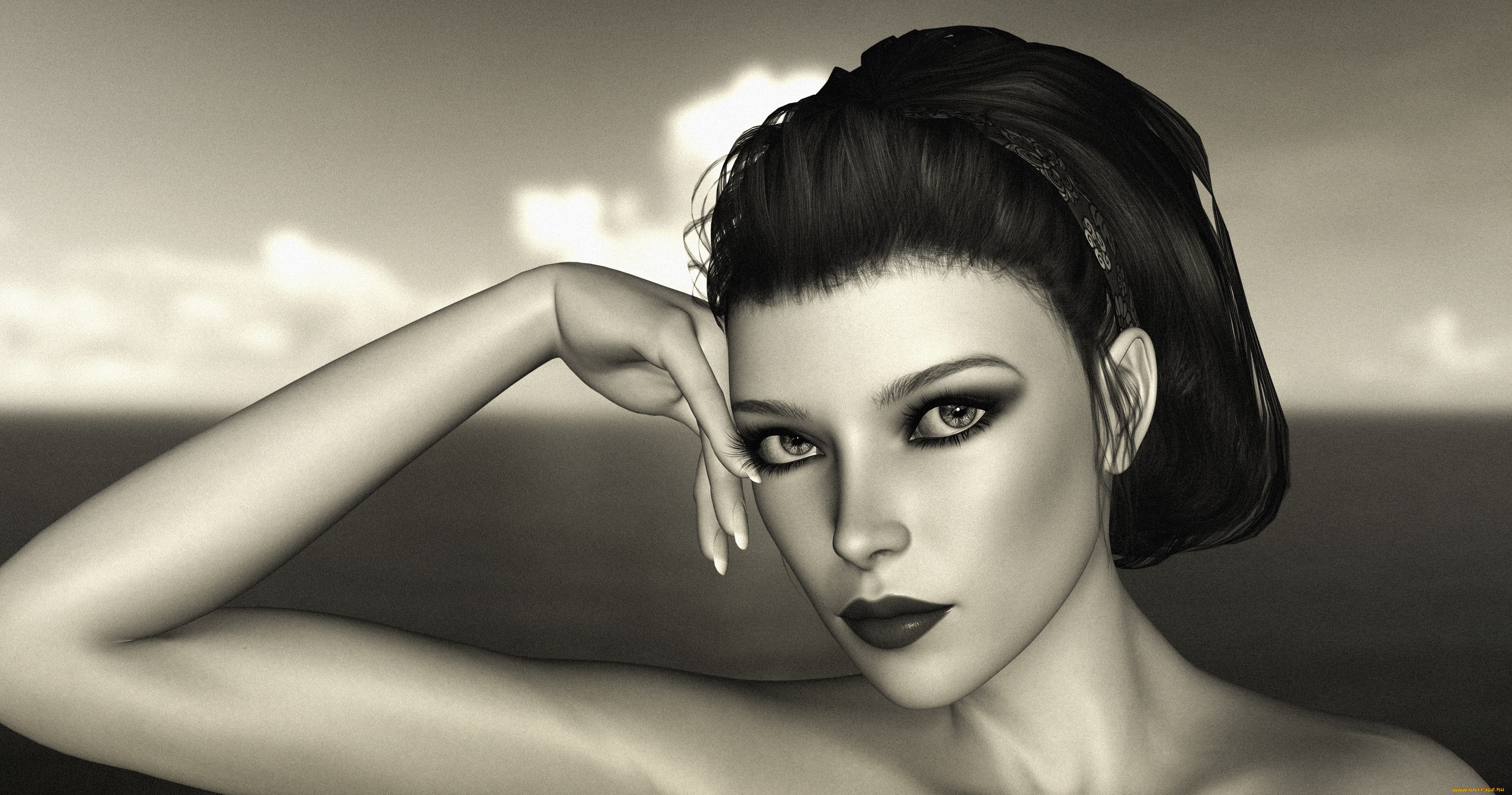 3д, графика, портрет, , portraits, взгляд, фон, девушка