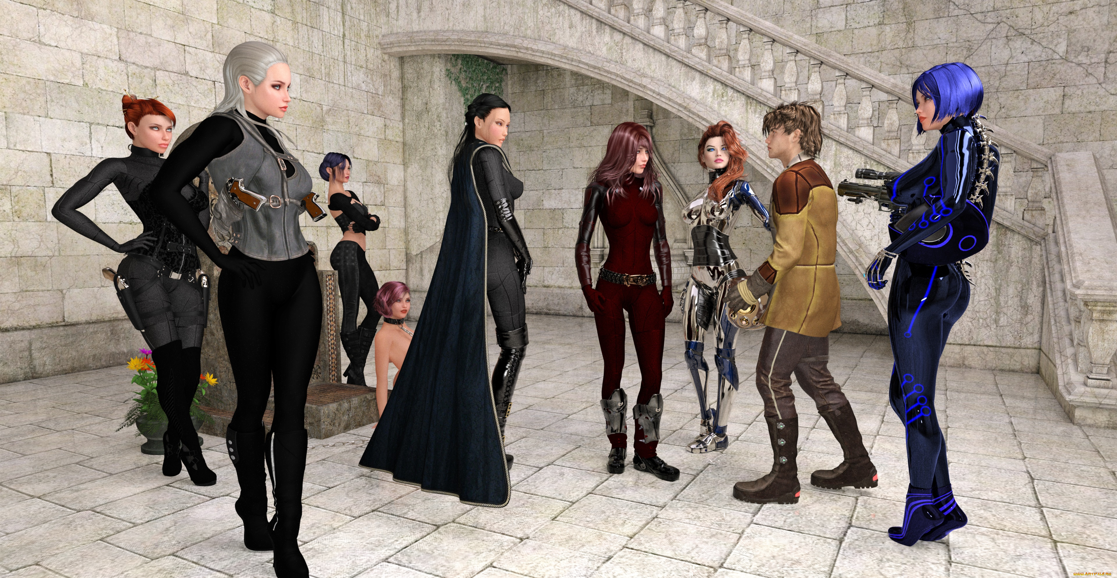 3д, графика, люди, , people, мужчина, фон, взгляд, девушки