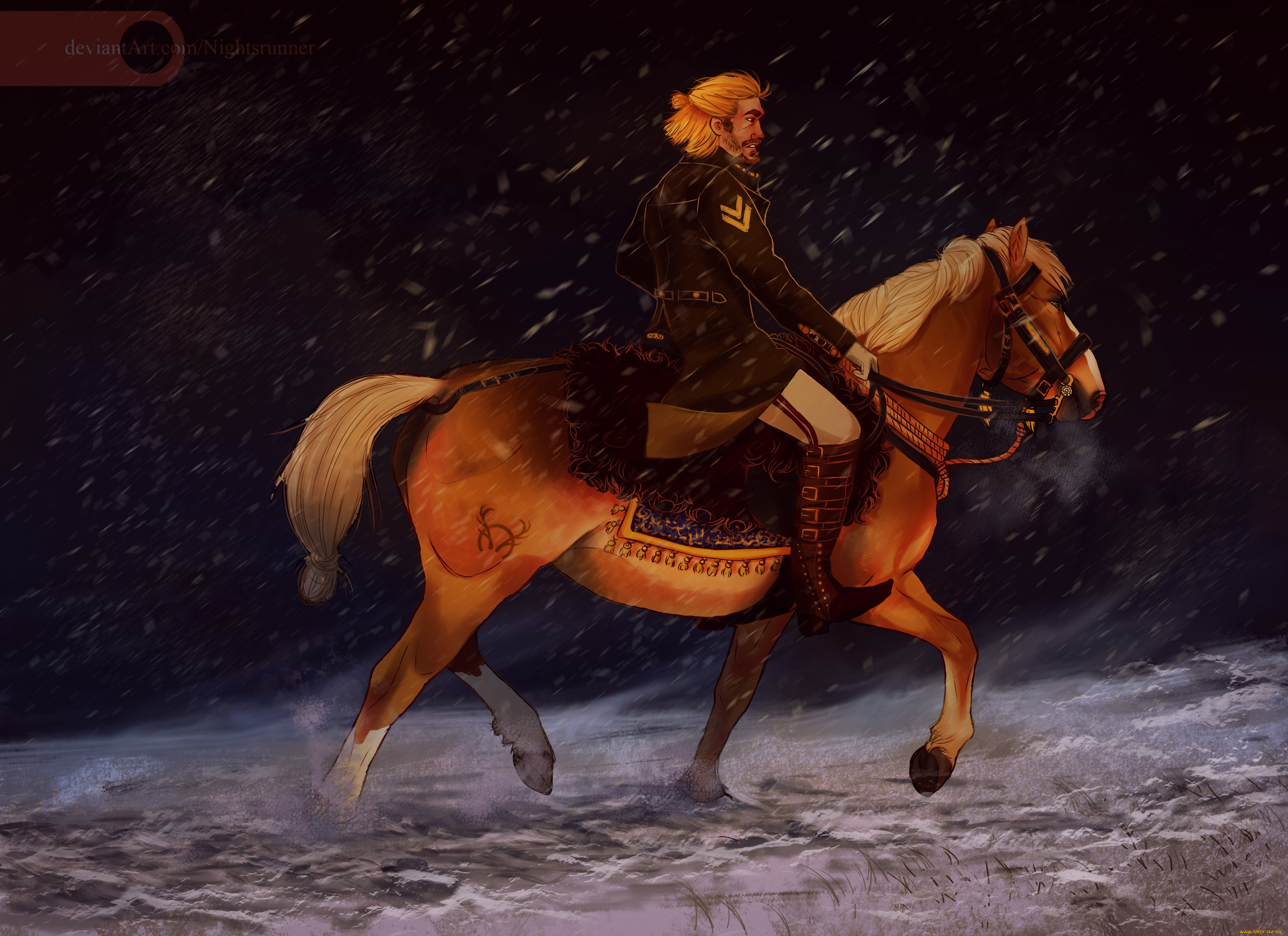 рисованное, животные, , лошади, лошадь, фон, всадник