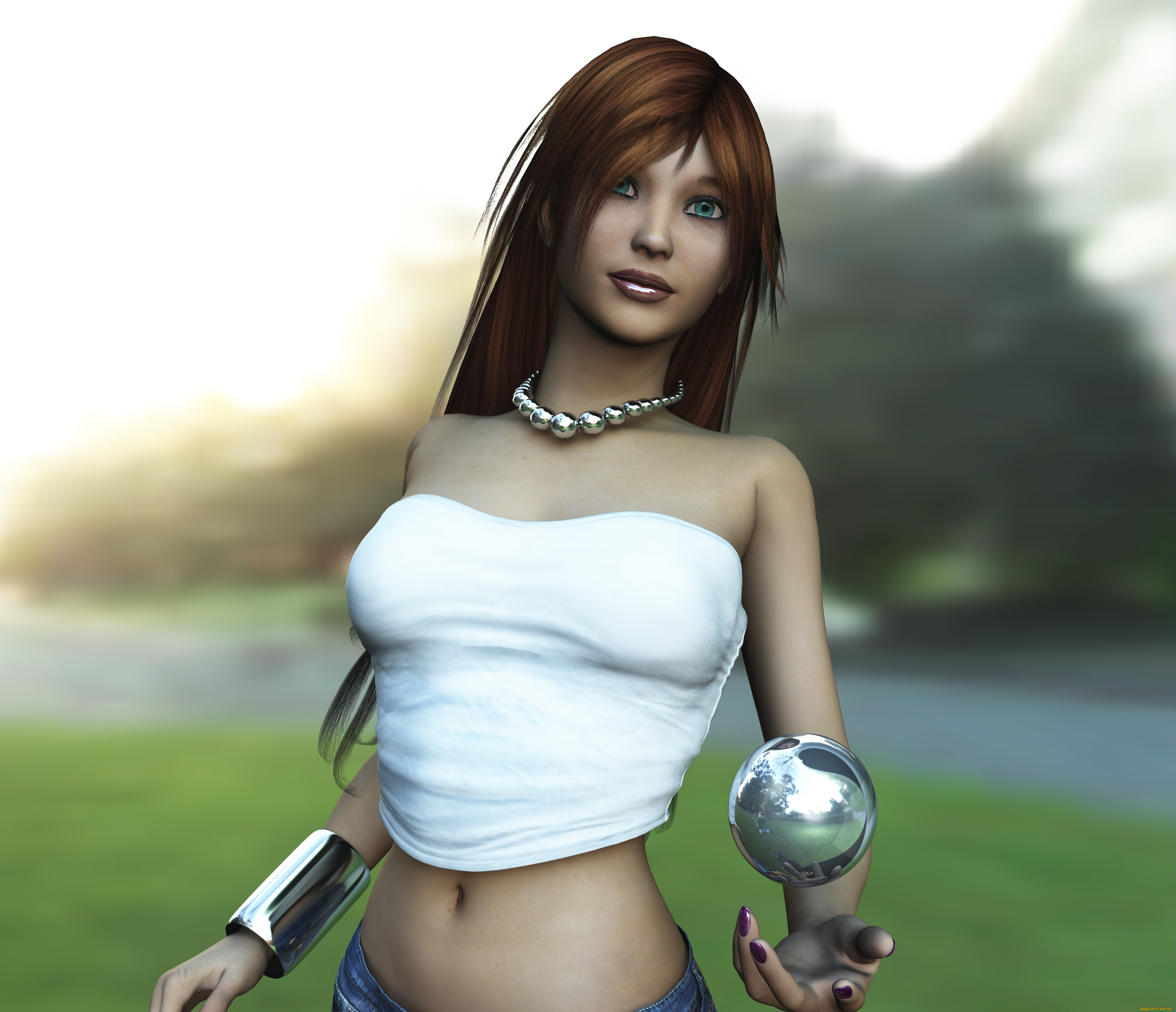 3д, графика, люди, , people, взгляд, девушка, шар, фон