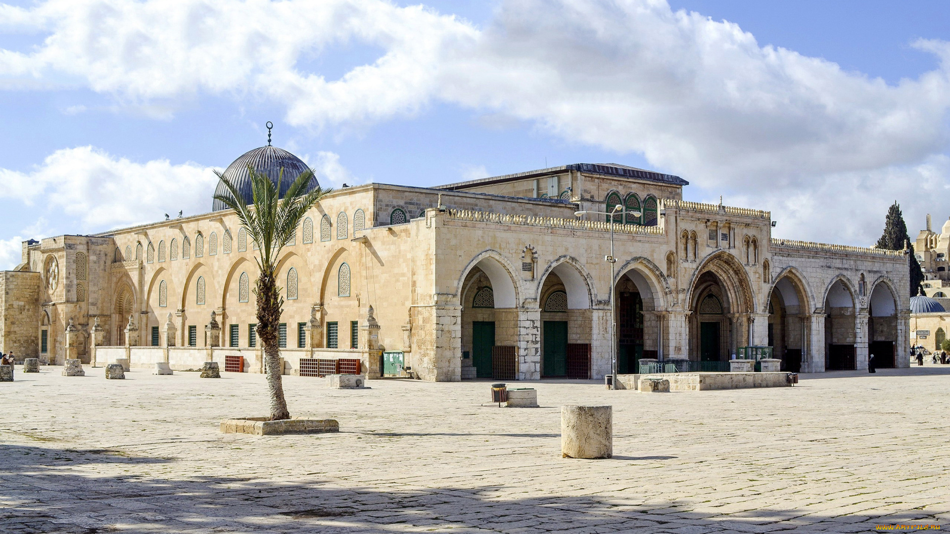 города, иерусалим, , израиль, площадь, башня, пальма