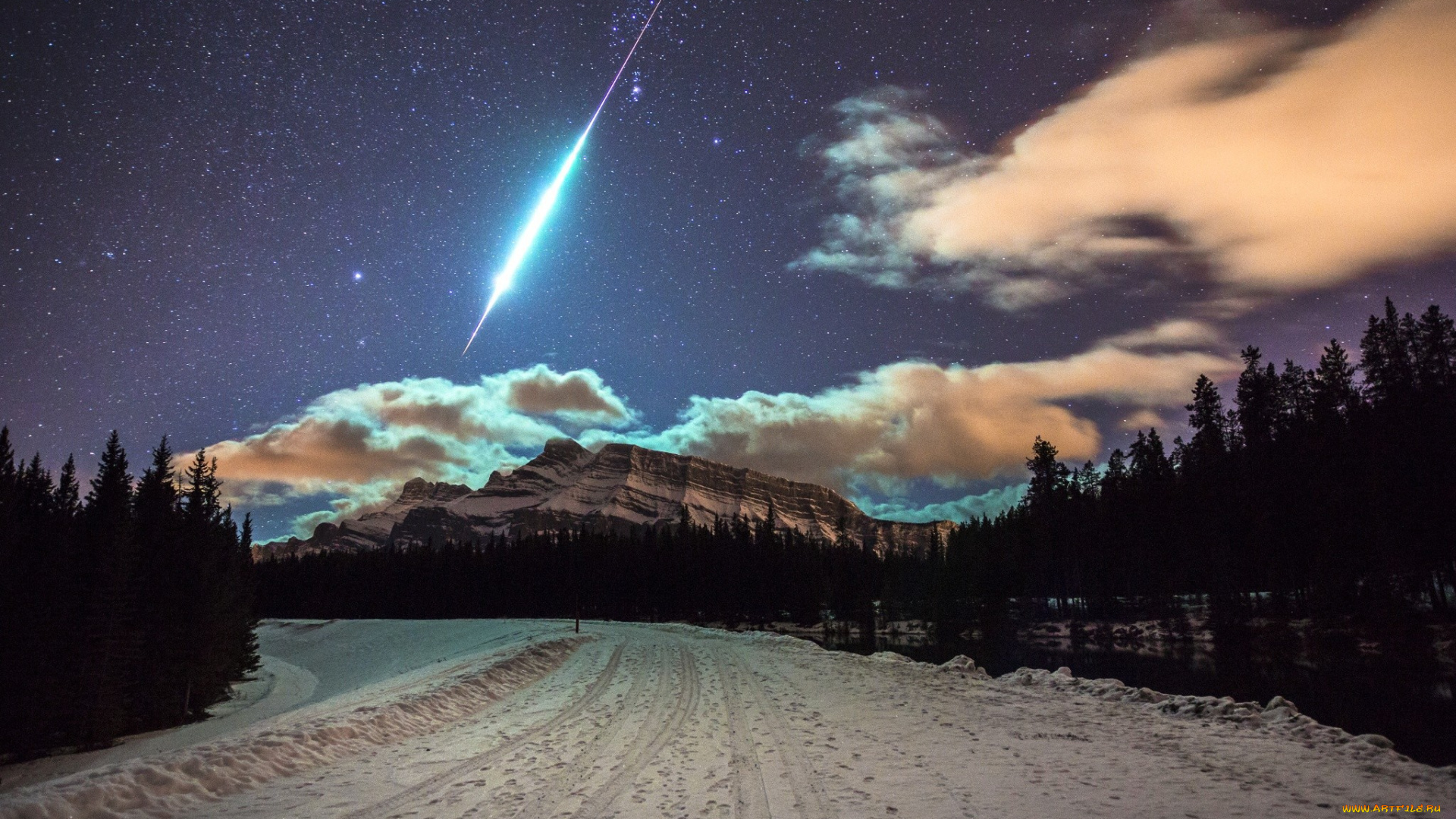 природа, дороги, деревья, снег