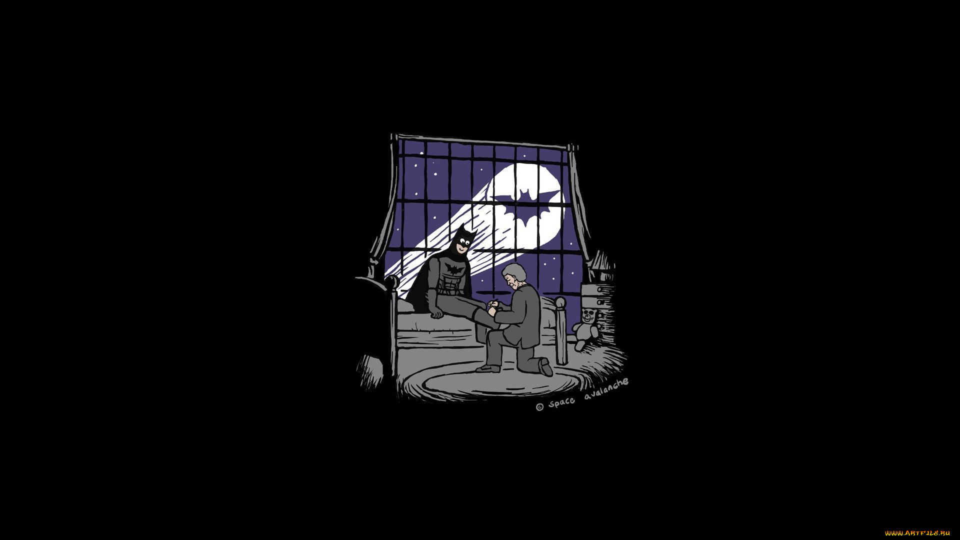 рисованное, минимализм, batman