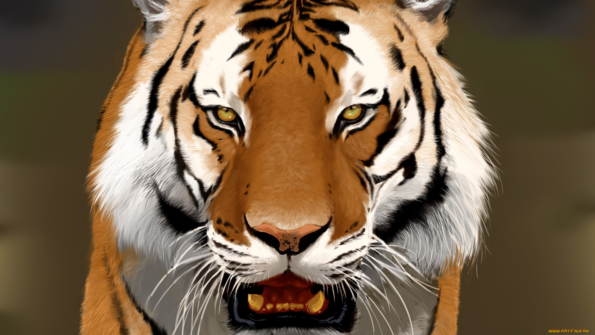 рисованное, животные, , тигры, тигр, art, морда