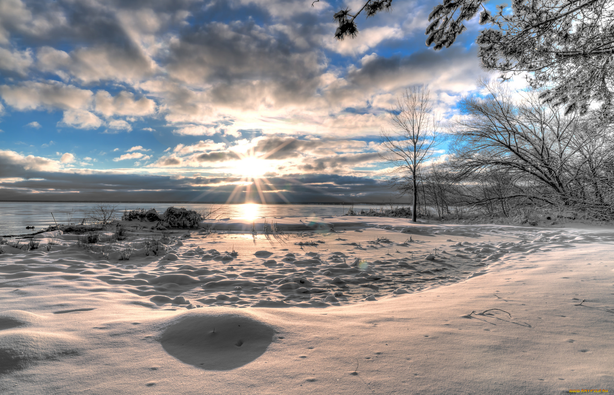 природа, зима, снег