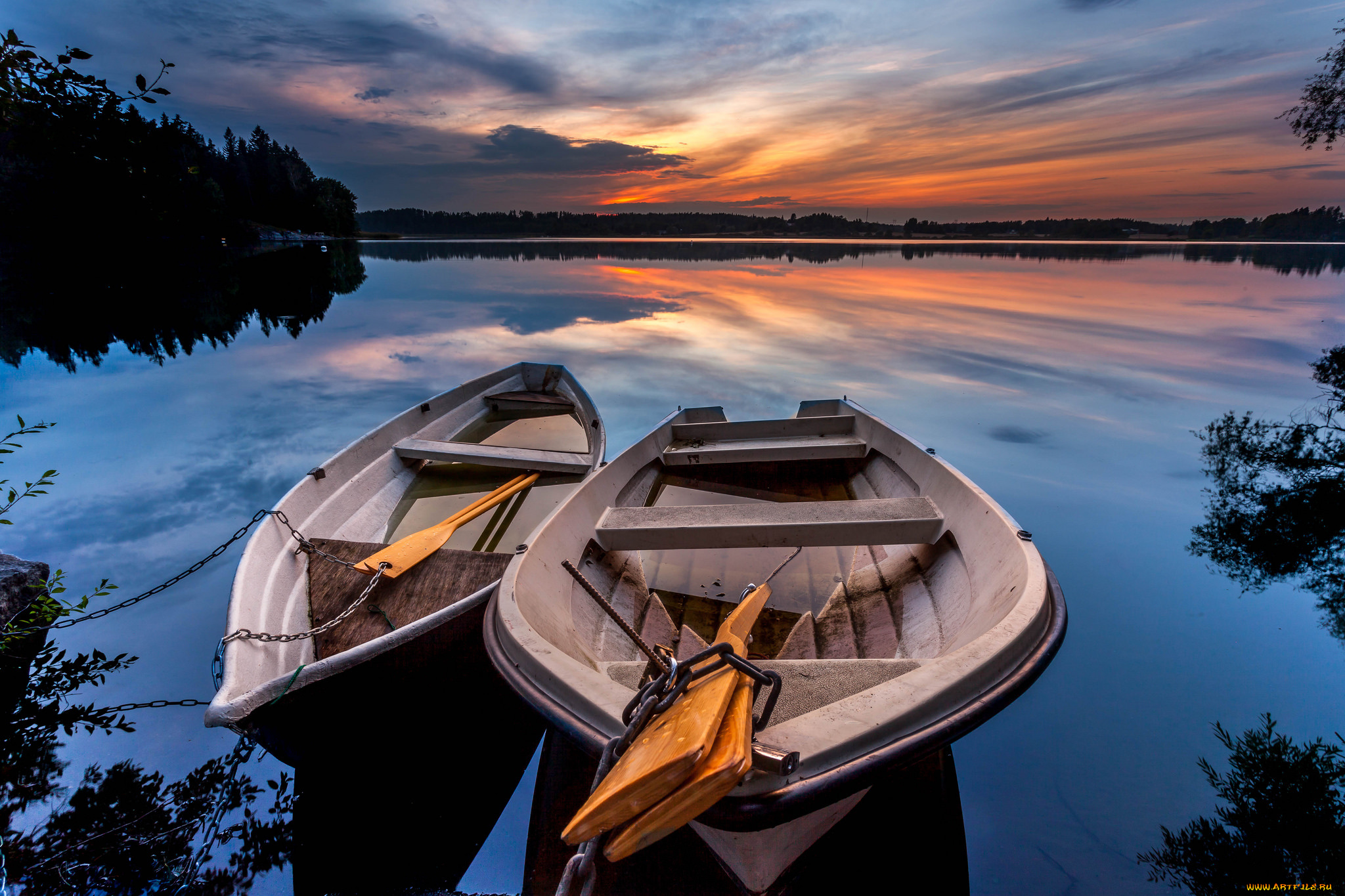 корабли, лодки, , шлюпки, лес, река