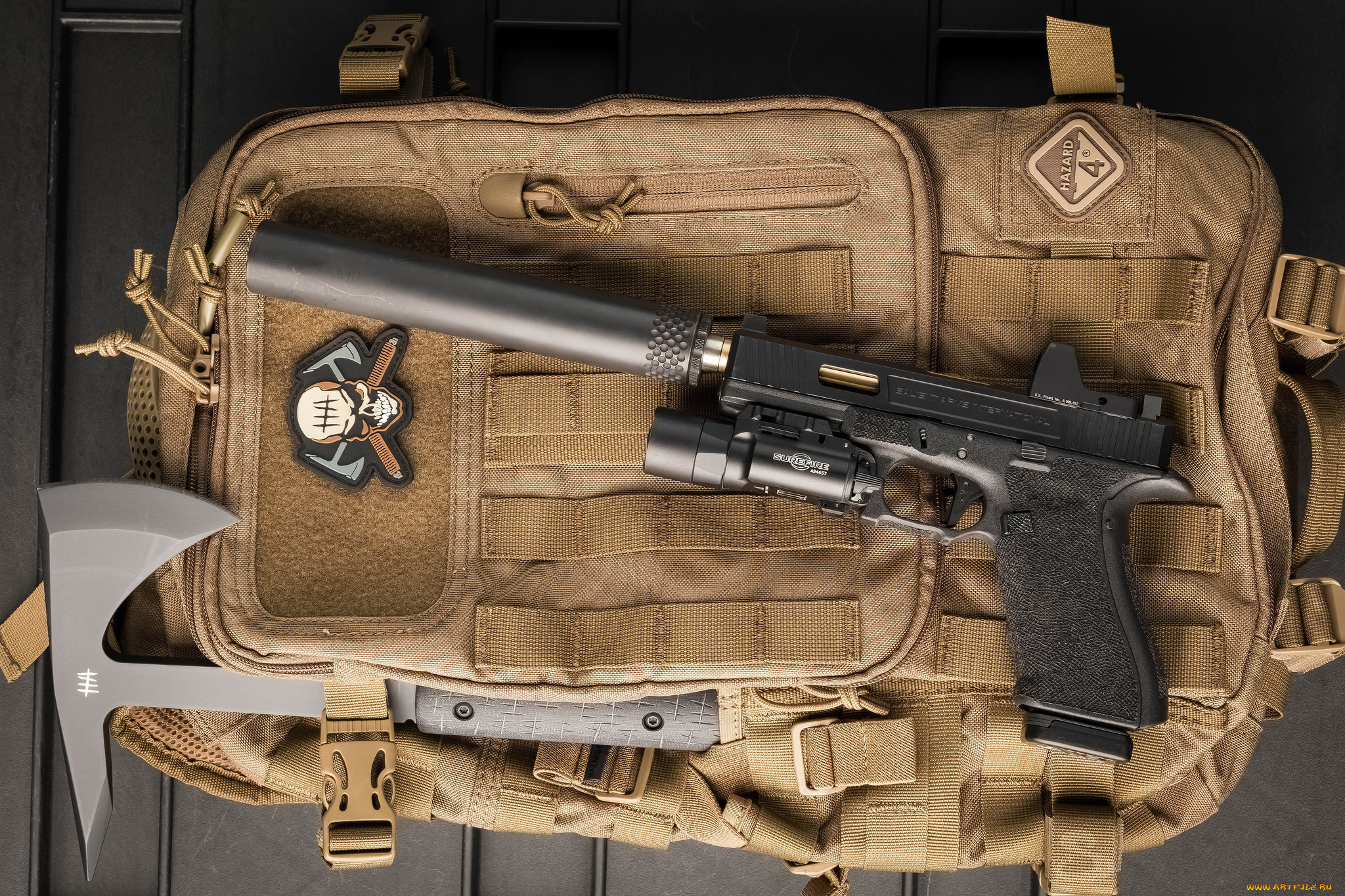 оружие, пистолеты, с, глушителемглушители, ствол