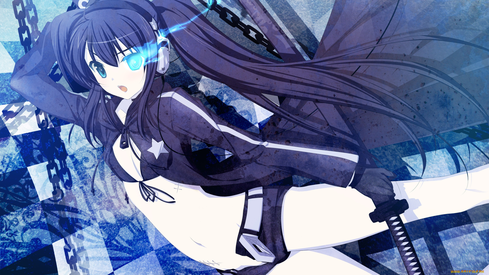 аниме, black, rock, shooter, девушка