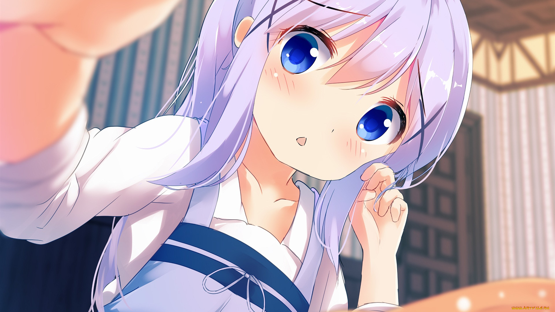 аниме, gochuumon, wa, usagi, desu, ka, фон, взгляд, девушка