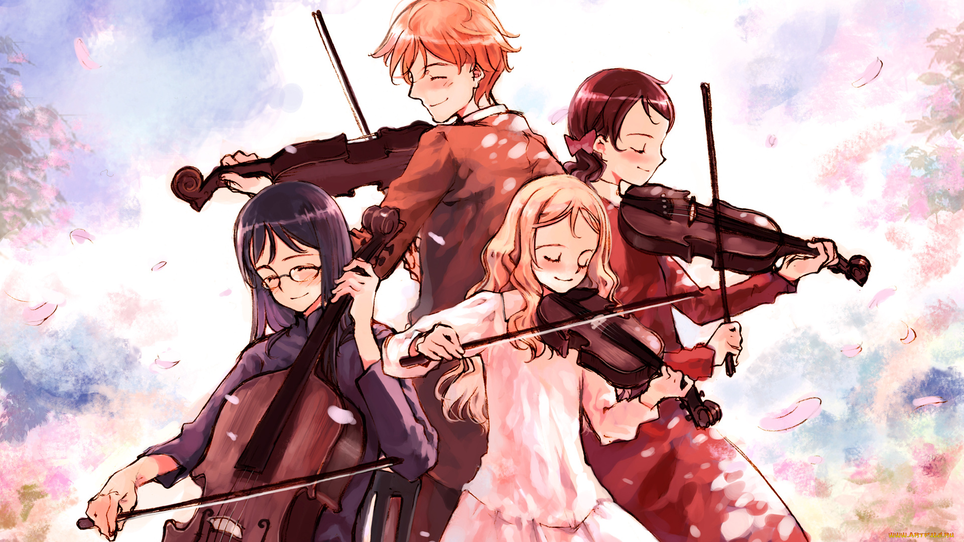 аниме, музыка, скрипачи