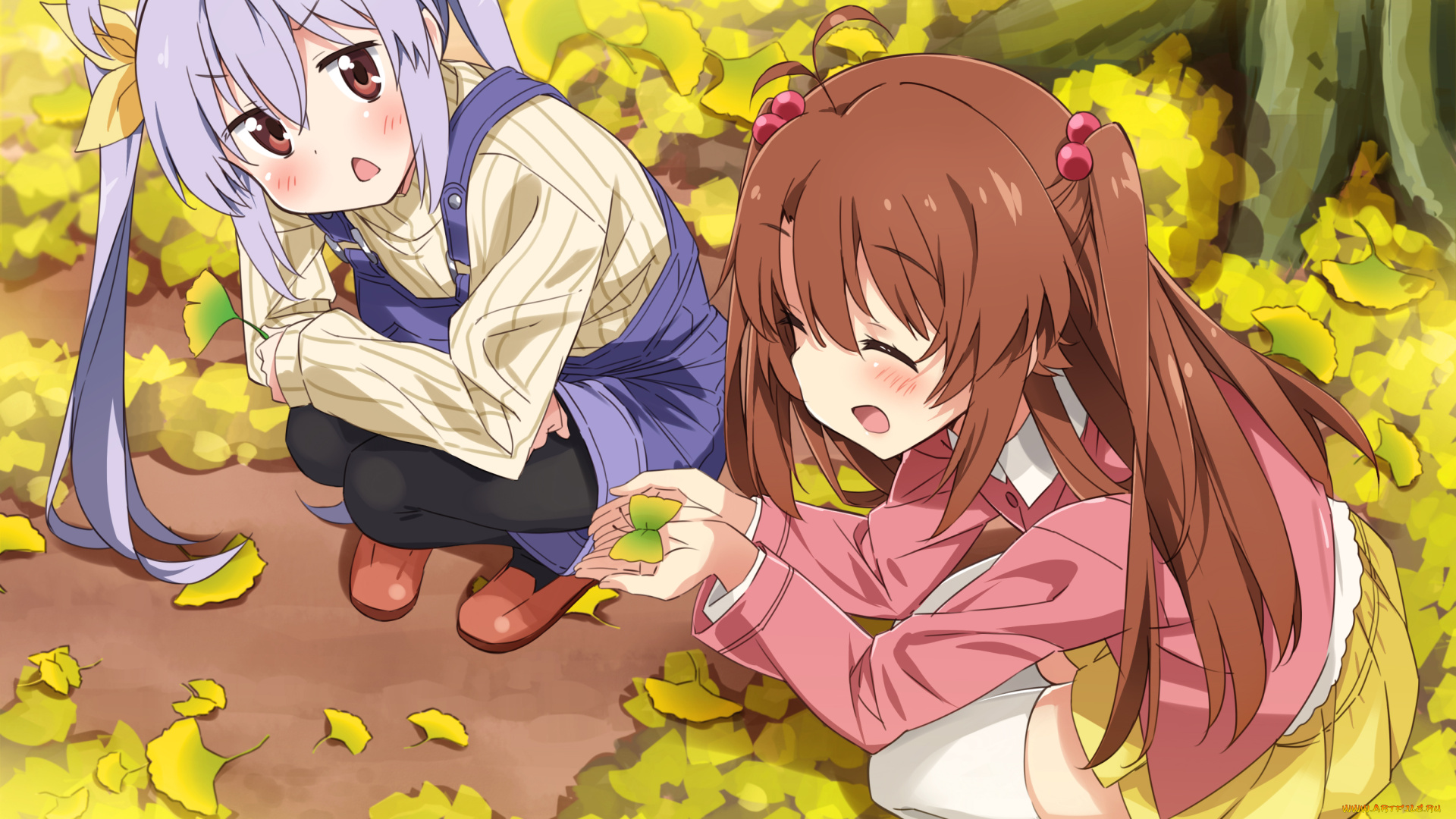 аниме, non, non, biyori, фон, взгляд, девушки