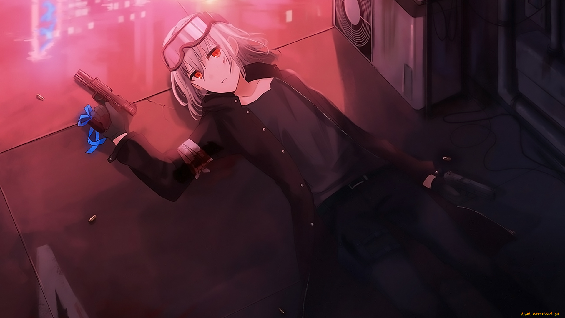 аниме, оружие, , техника, , технологии, девушка, фон, взгляд