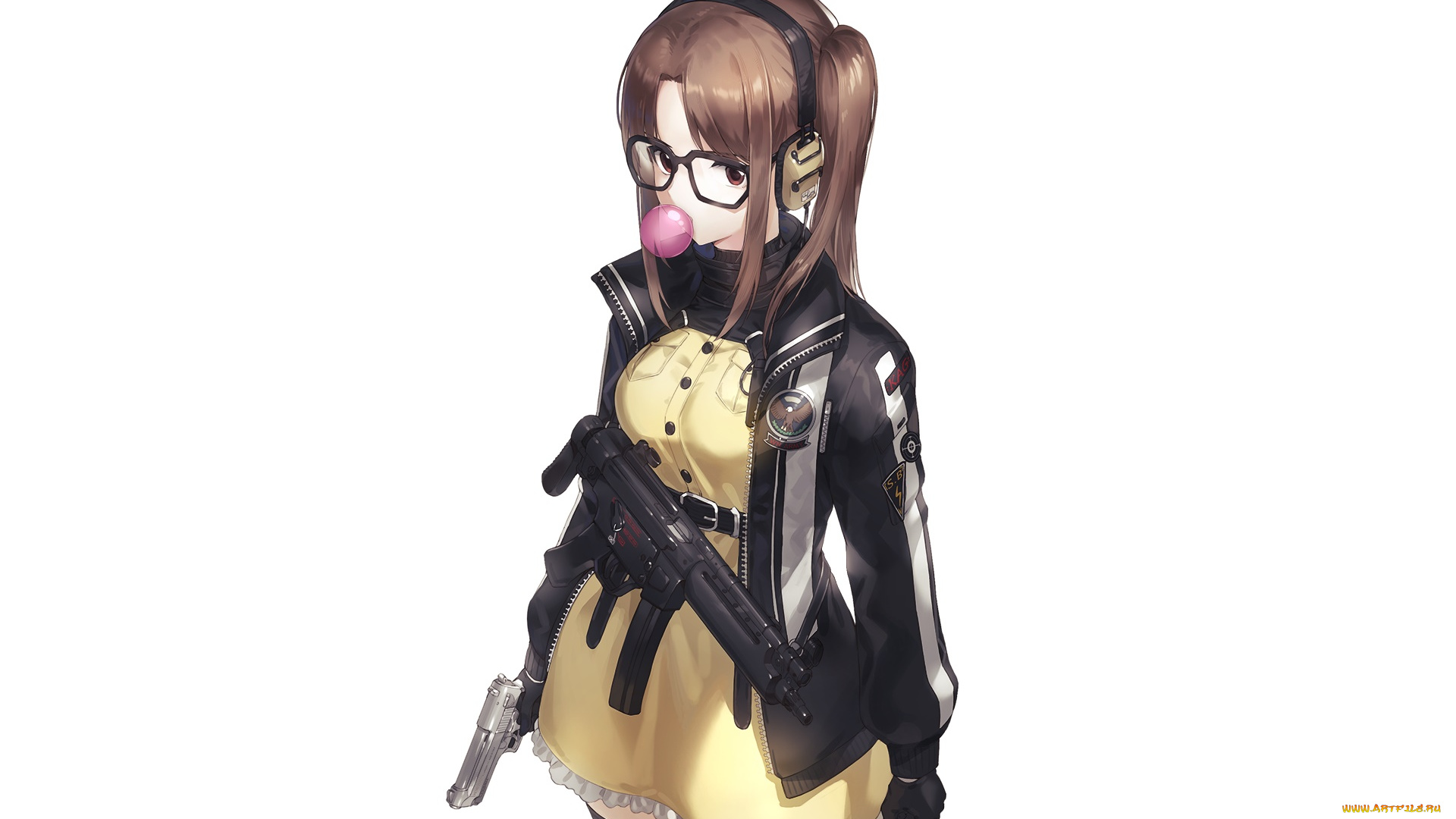 аниме, оружие, , техника, , технологии, фон, взгляд, девушка