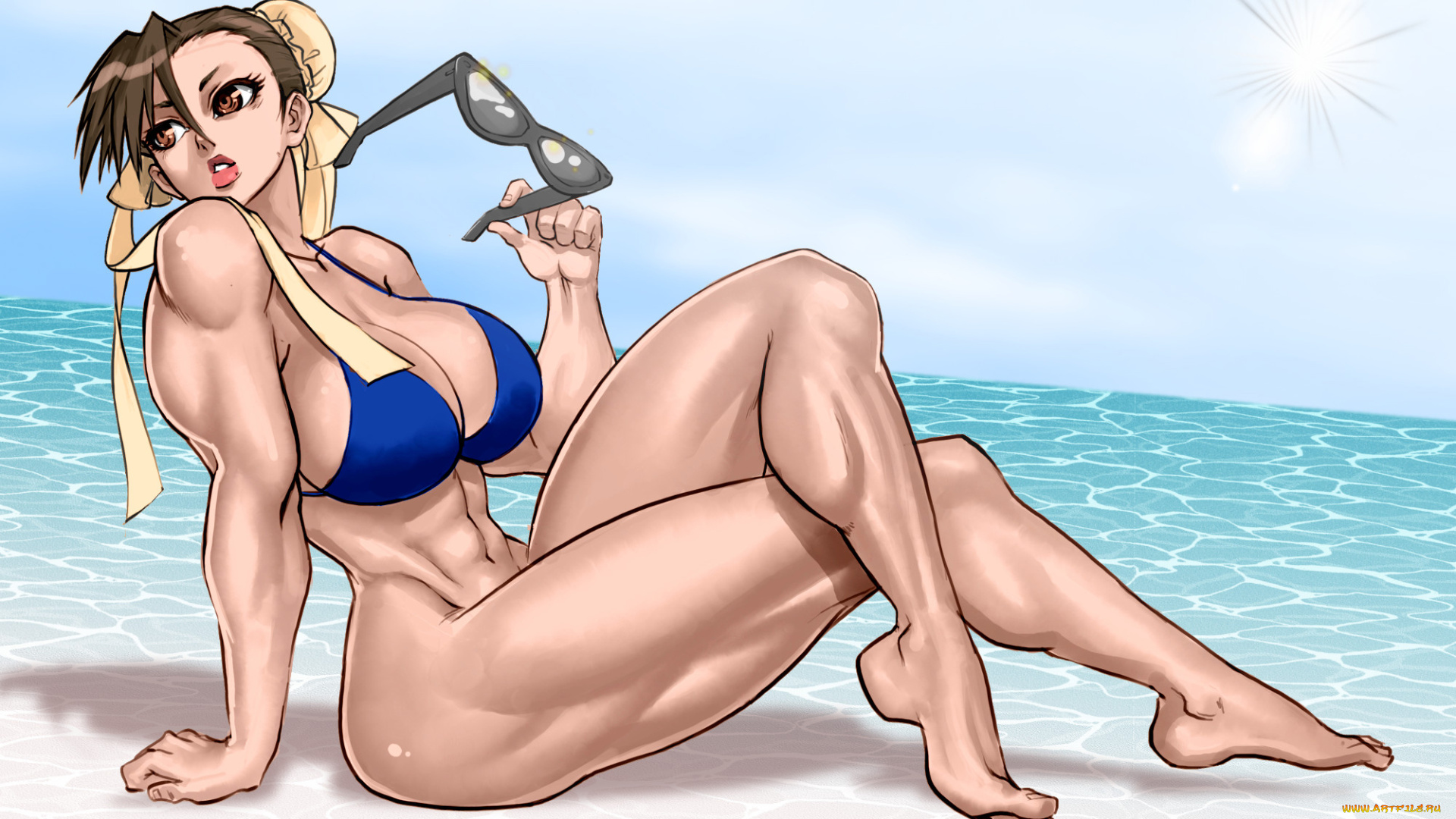 аниме, unknown, , другое, , девушка, фон, взгляд, море