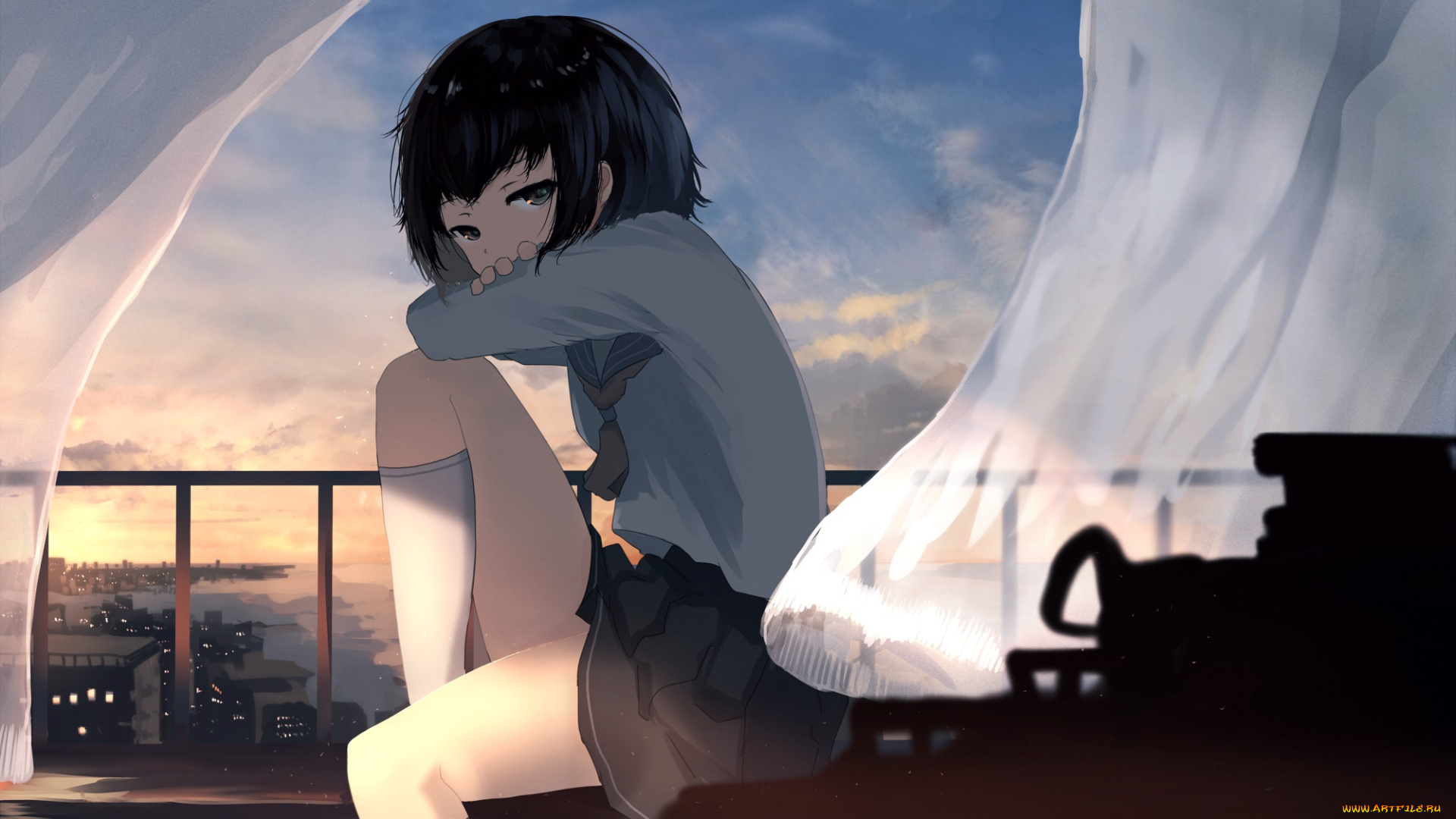 аниме, unknown, , другое, , фон, взгляд, девушка