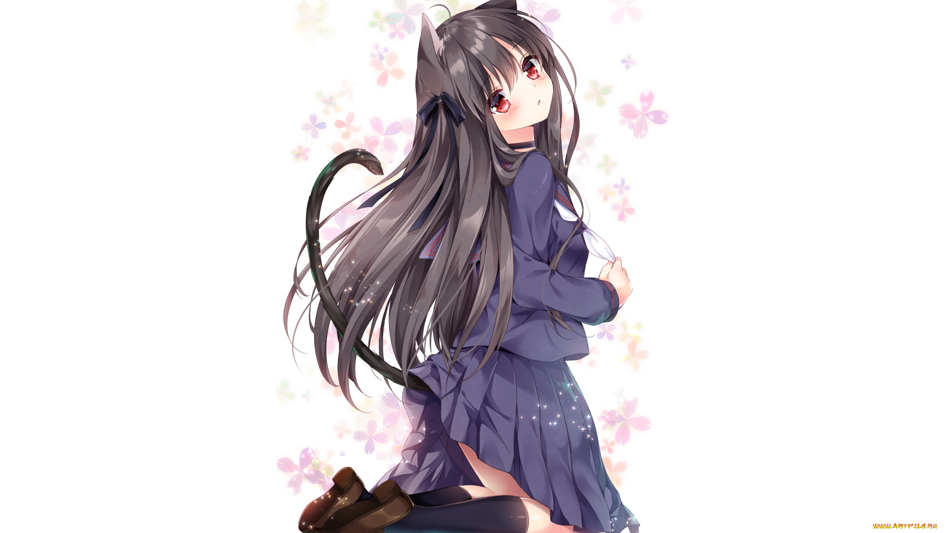 аниме, животные, , существа, фон, взгляд, девушка