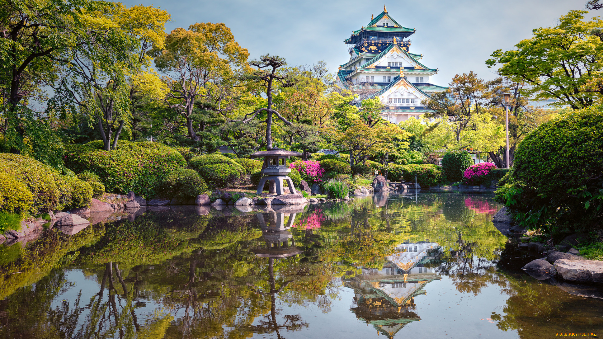 osaka, castle, города, замки, Японии, замок