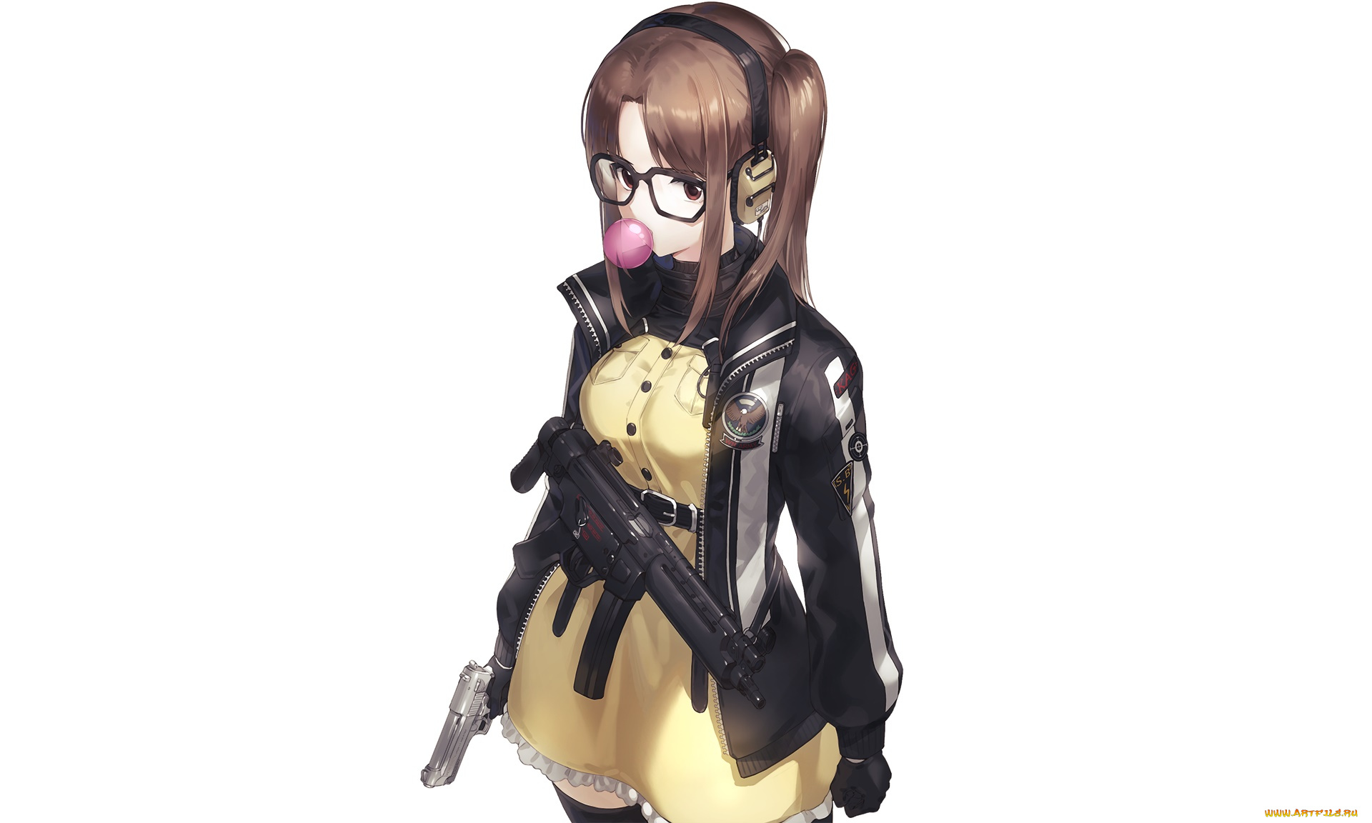 аниме, оружие, , техника, , технологии, фон, взгляд, девушка