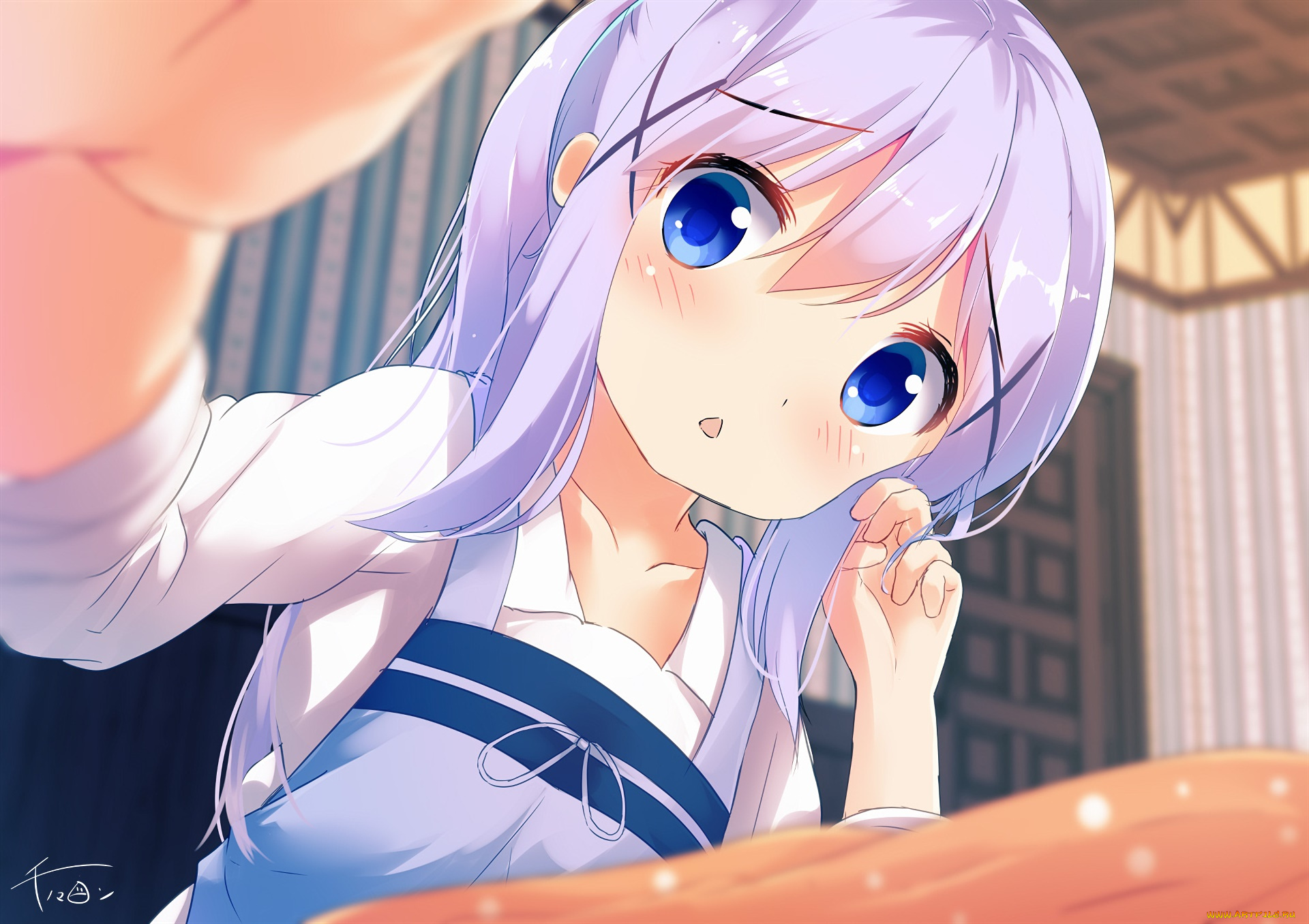 аниме, gochuumon, wa, usagi, desu, ka, фон, взгляд, девушка