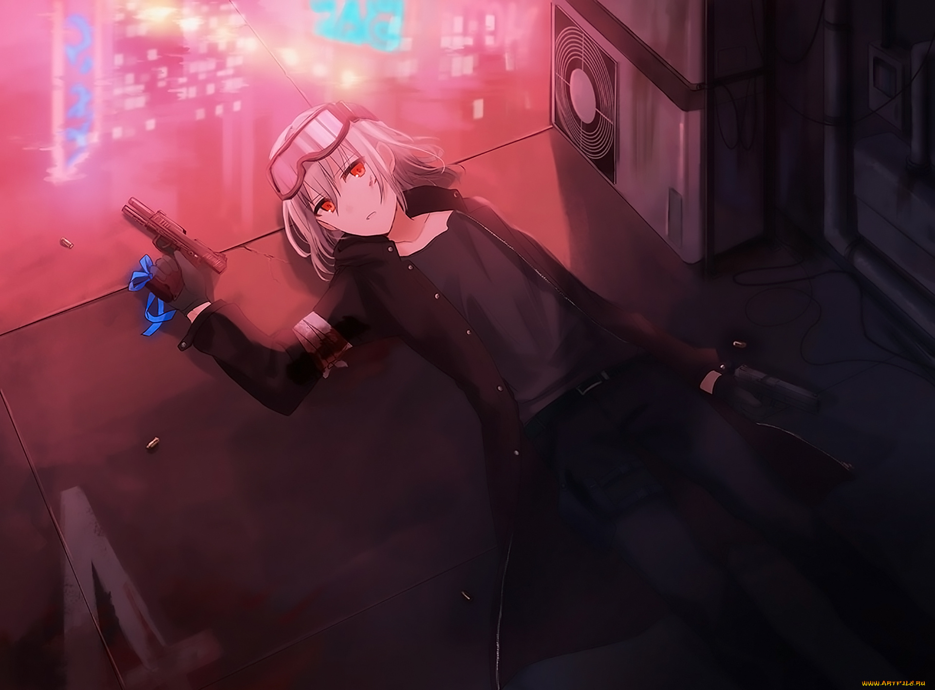 аниме, оружие, , техника, , технологии, девушка, фон, взгляд