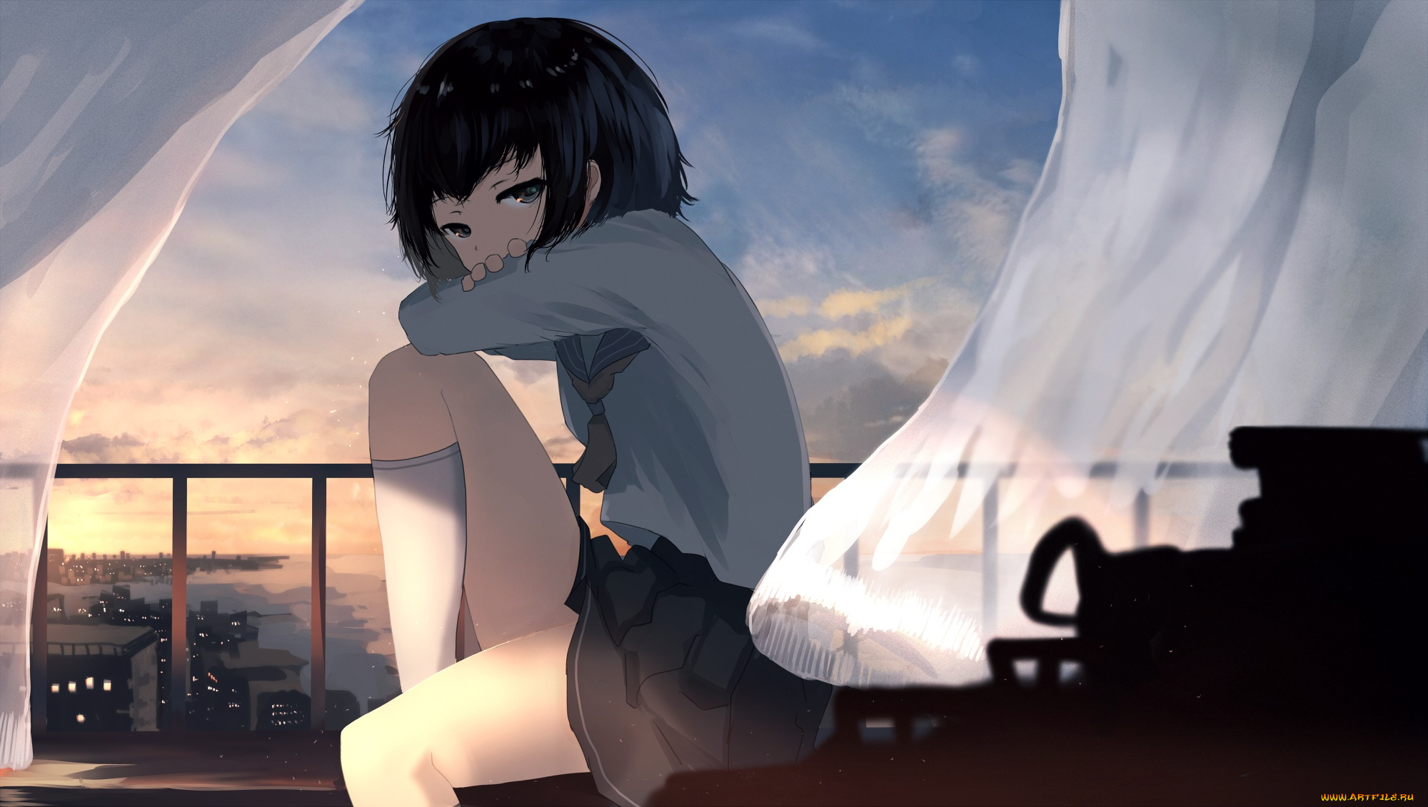 аниме, unknown, , другое, , фон, взгляд, девушка