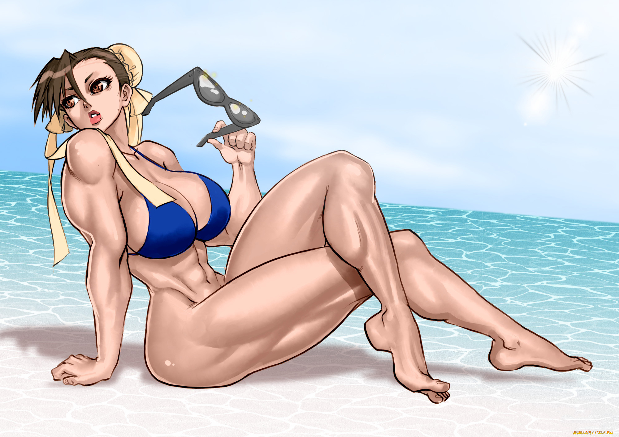 аниме, unknown, , другое, , девушка, фон, взгляд, море