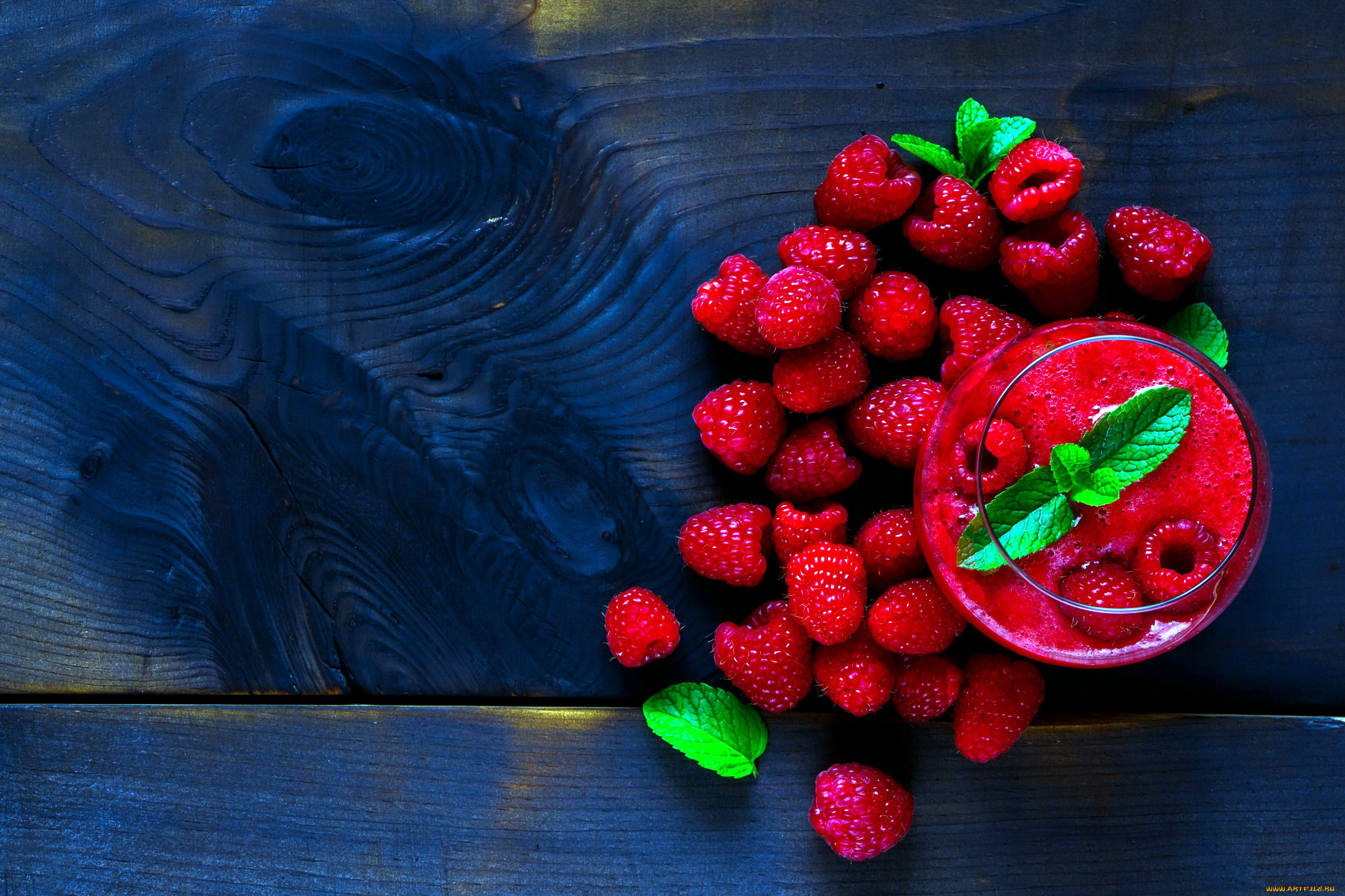 еда, малина, мята, ягоды