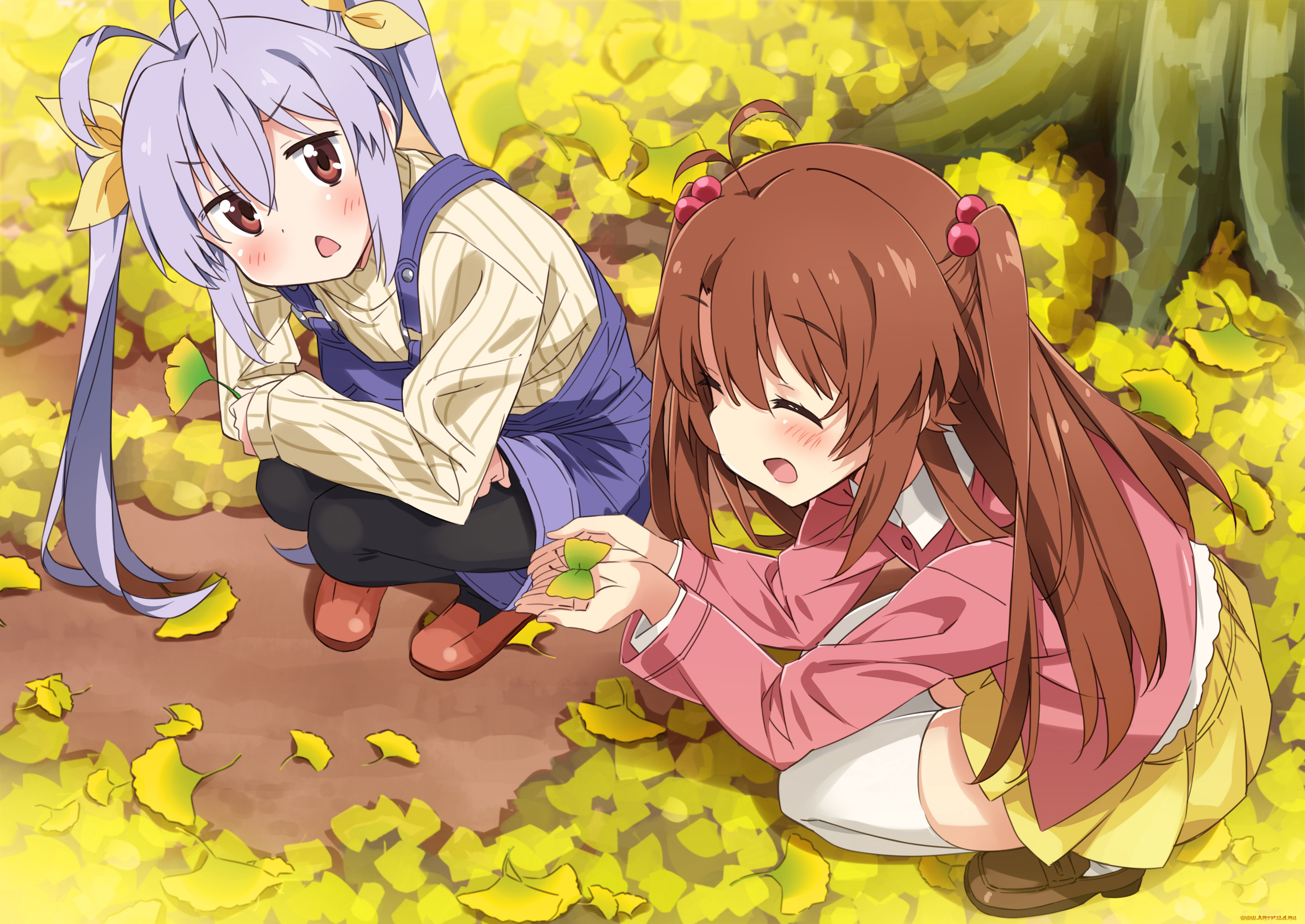 аниме, non, non, biyori, фон, взгляд, девушки