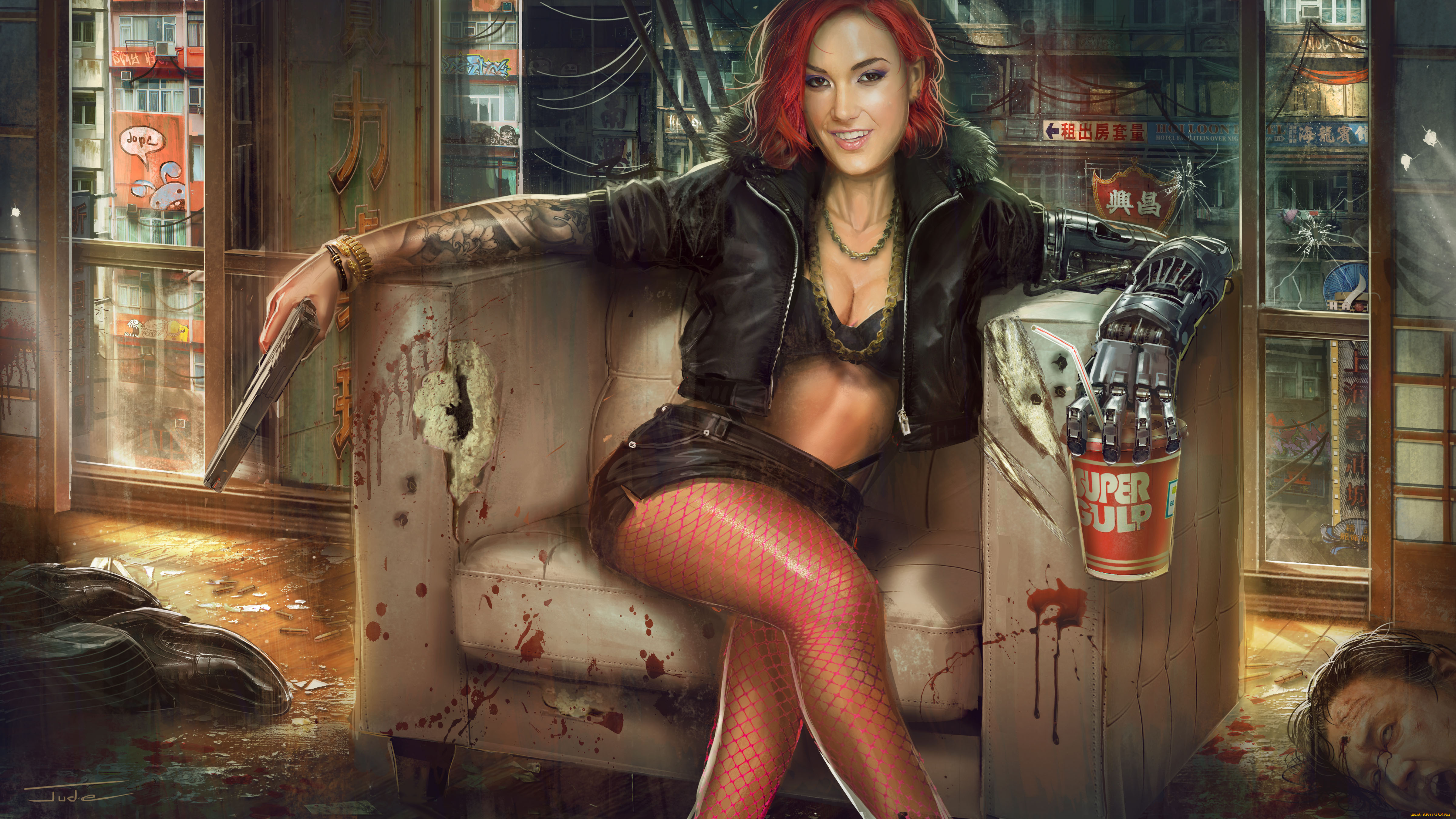 фэнтези, роботы, , киборги, , механизмы, девушка, киборг, пистолет, убийца