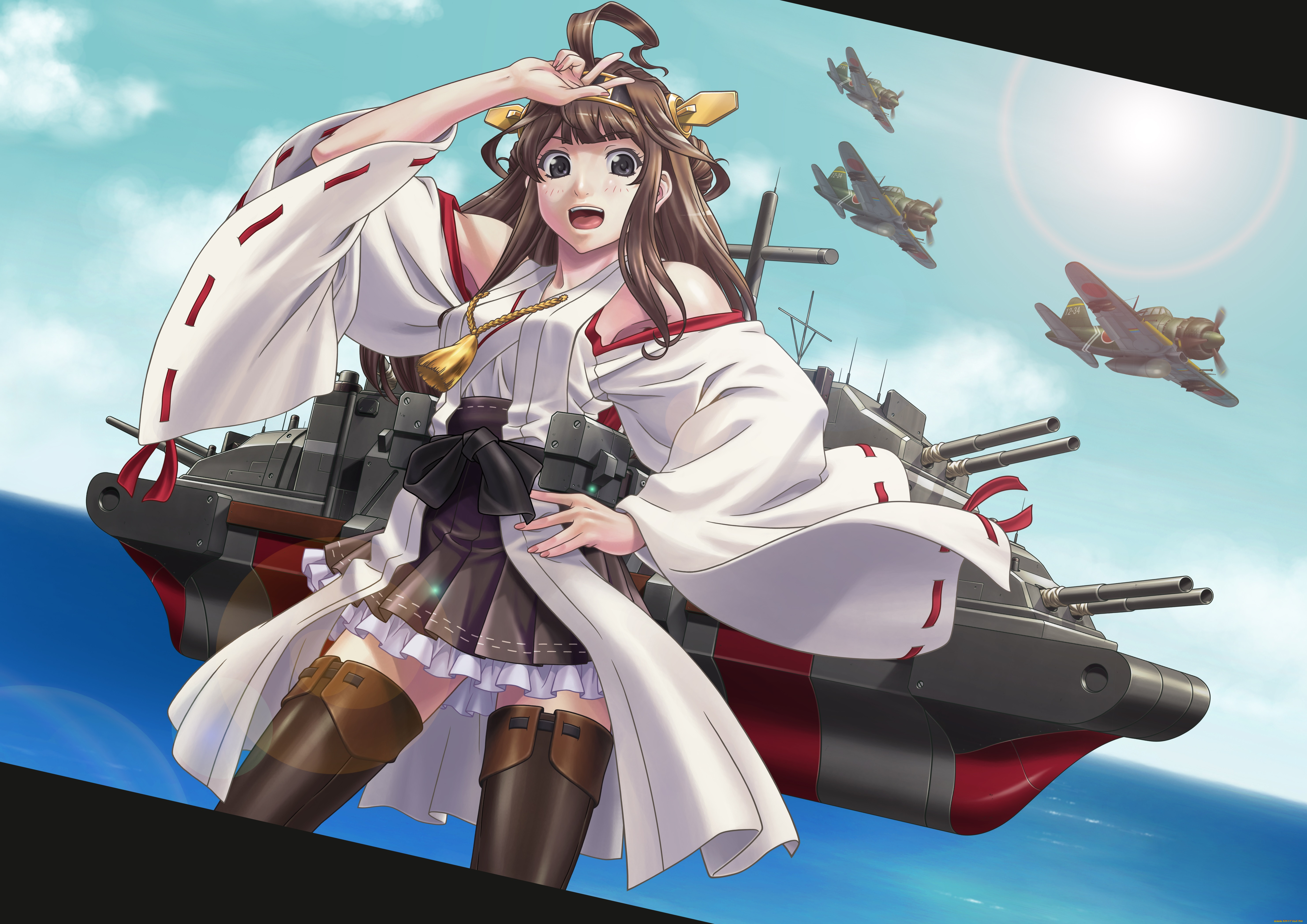 аниме, kantai, collection, kongou