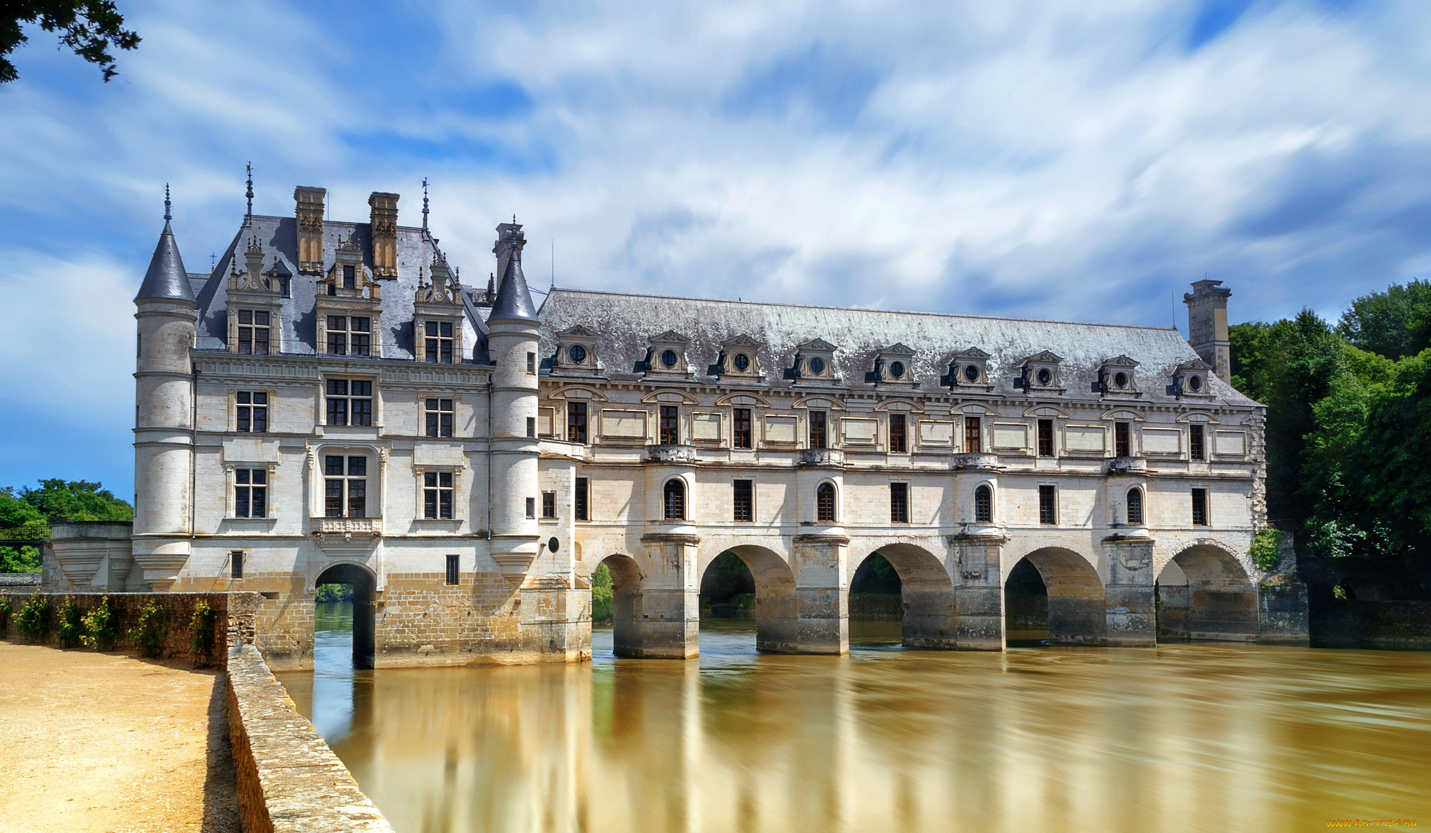 du, cher, au, ch&, 226, teau, города, замки, франции, простор