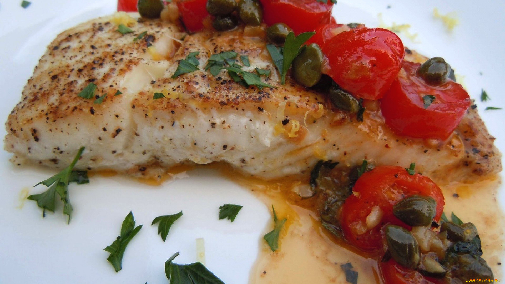 еда, рыбные, блюда, , с, морепродуктами, палтус