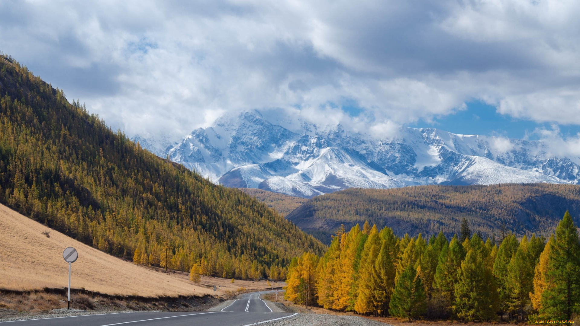 горный, алтай, природа, дороги, облака, осень, деревья, дорога, горы, россия, алтай, горный