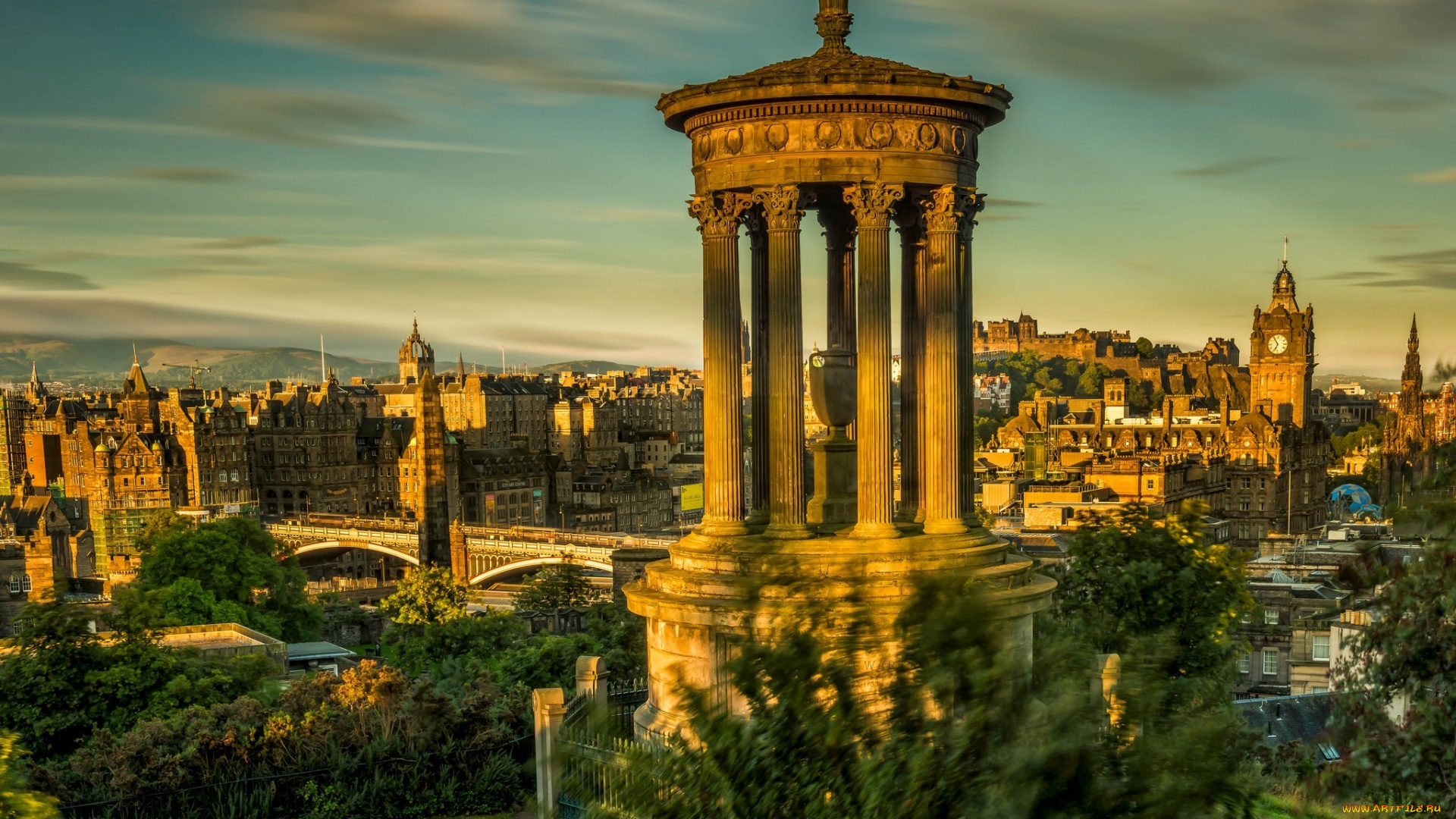 города, эдинбург, , шотландия, панорама