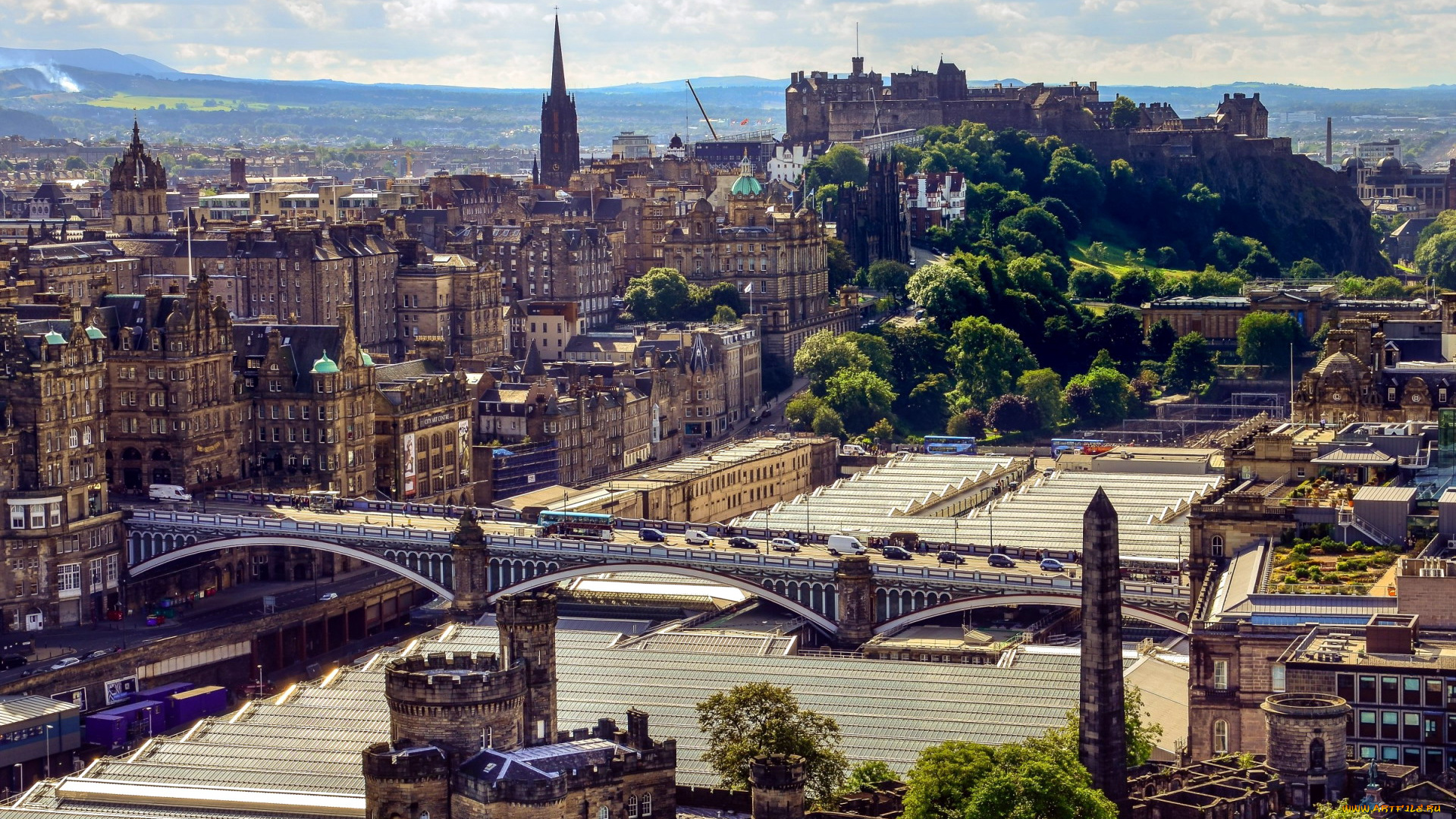 города, эдинбург, , шотландия, панорама