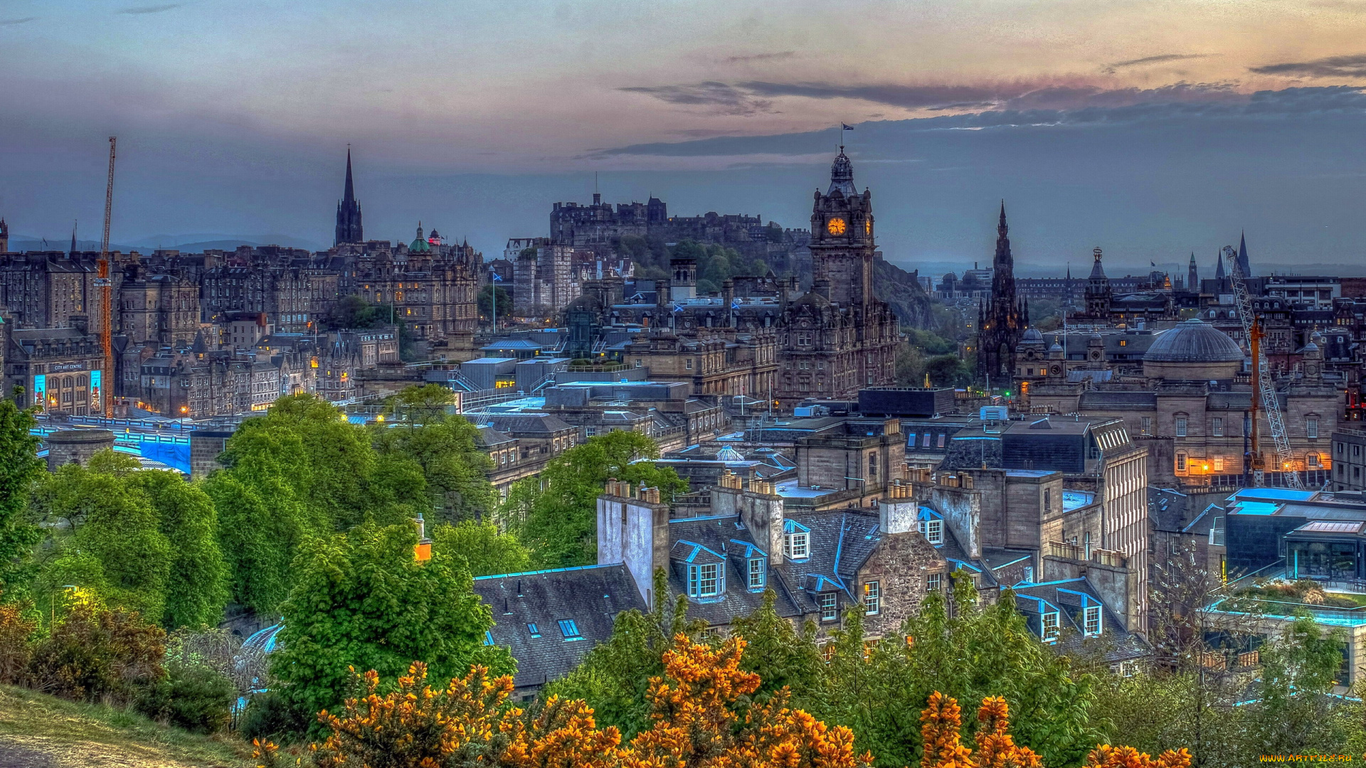 города, эдинбург, , шотландия, панорама