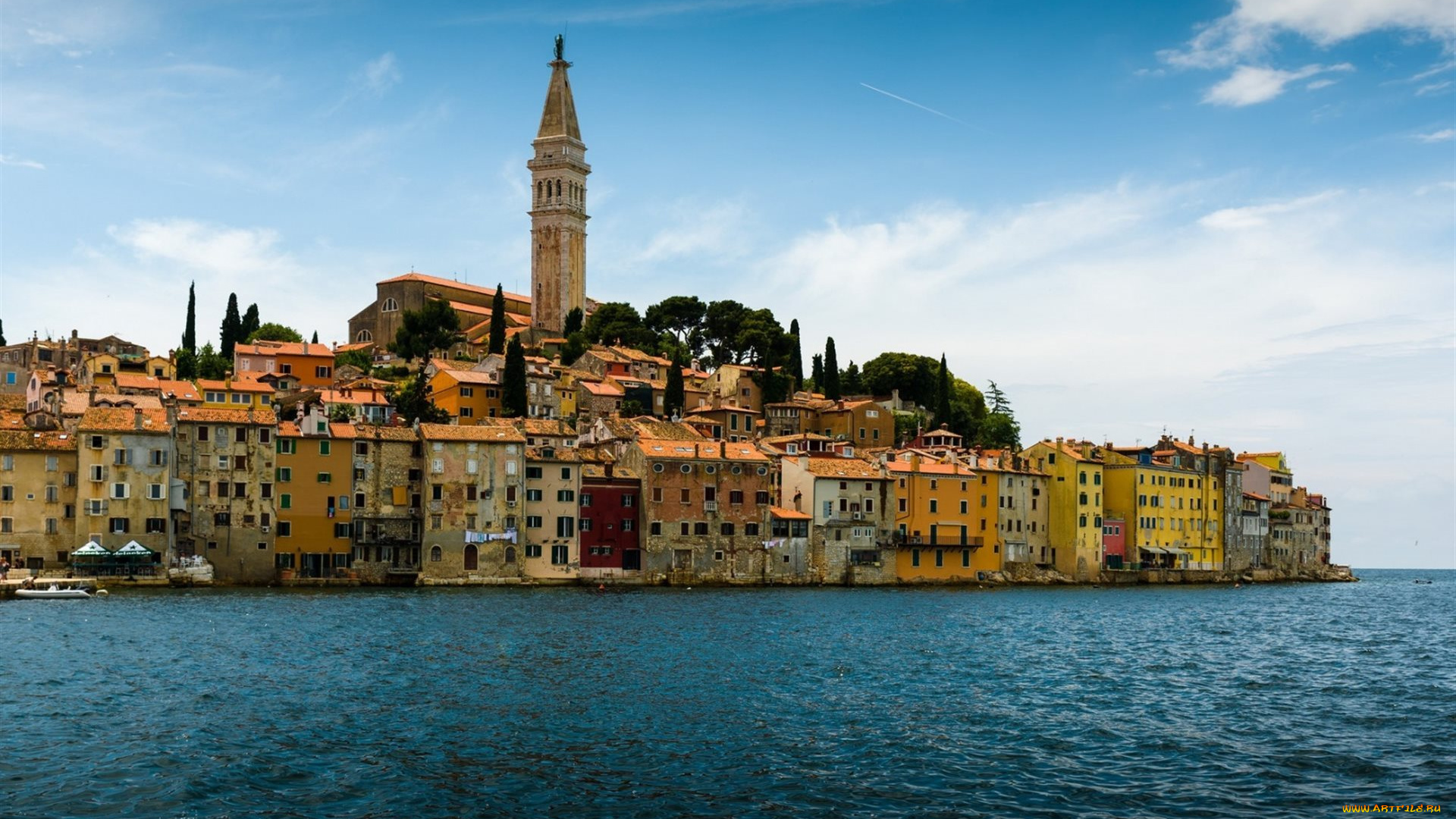 города, ровинь, , хорватия, панорама