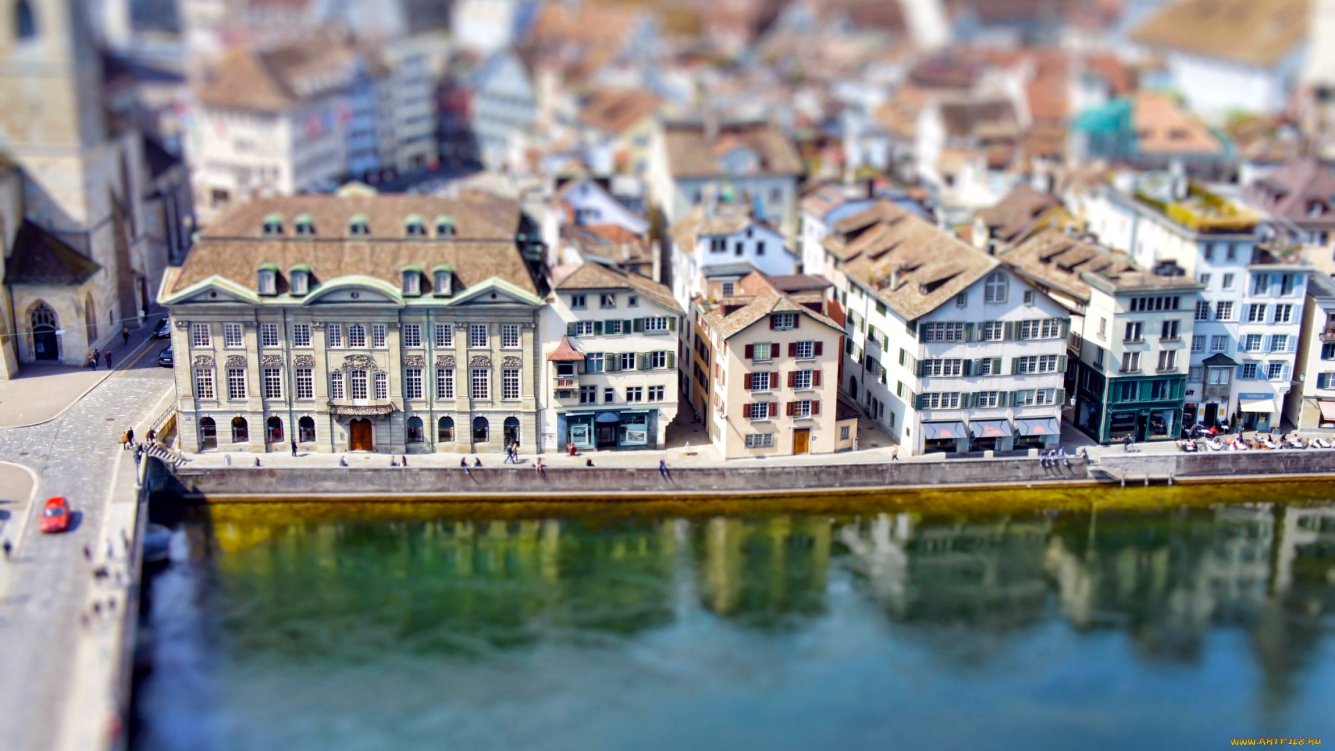 города, страсбург, , франция, мост, набережная, канал