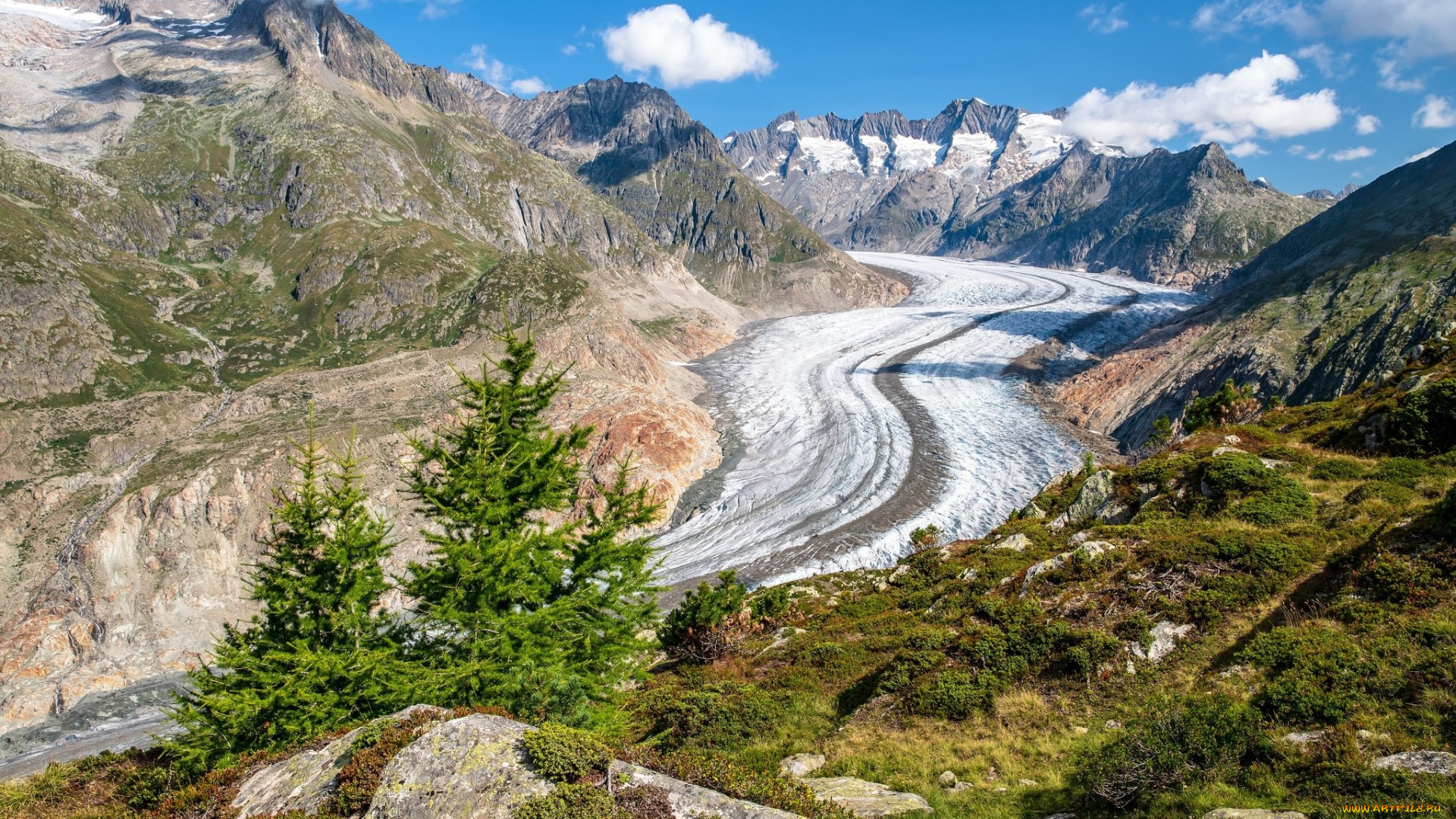 природа, айсберги, и, ледники, простор