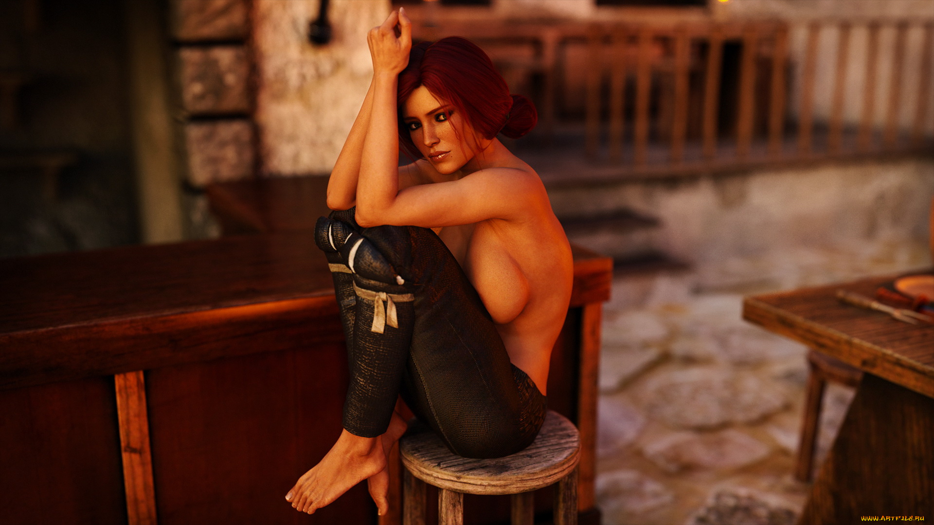 видео, игры, the, witcher, 3, , wild, hunt, девушка, фон, взгляд