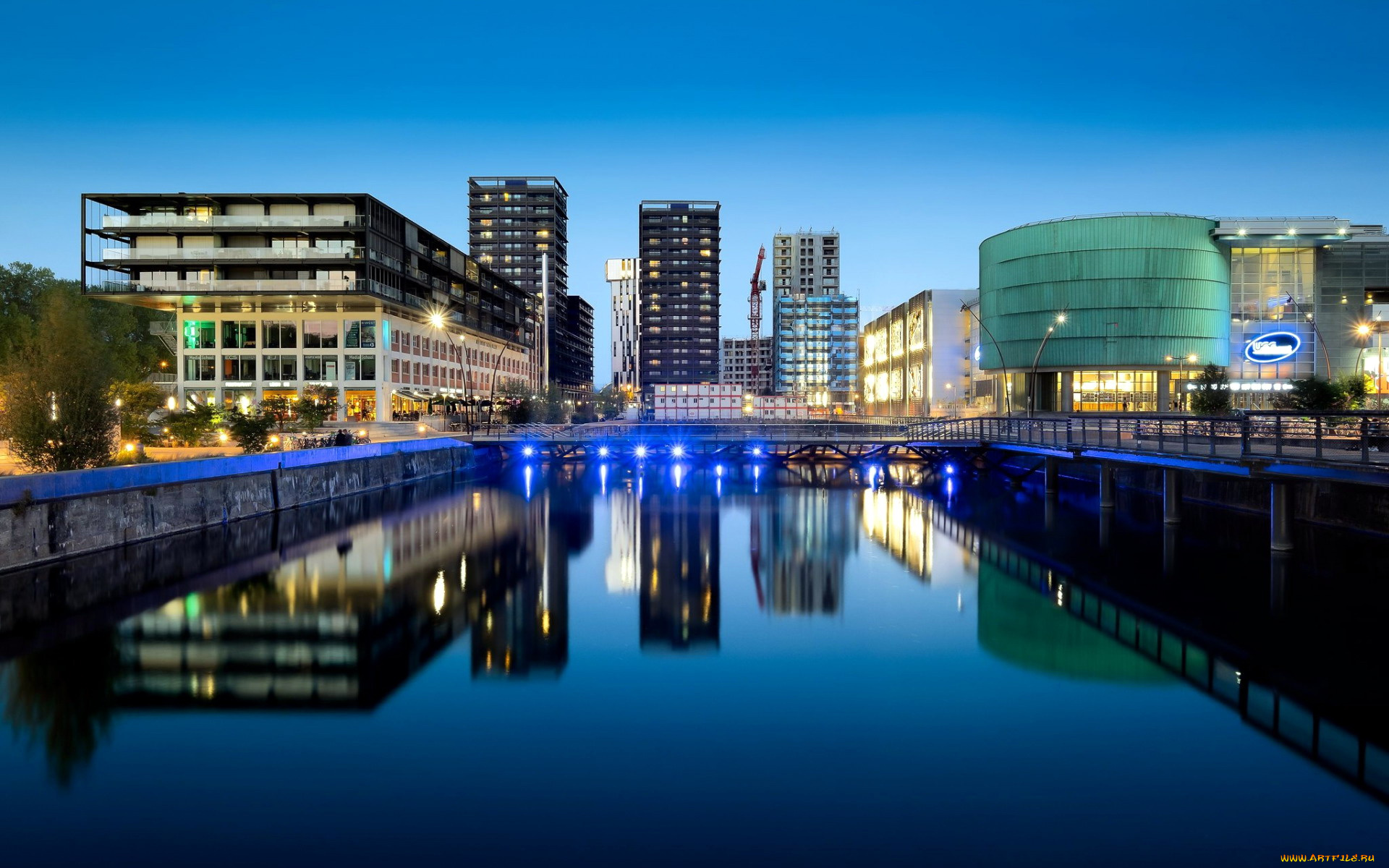 города, страсбург, , франция, набережная, канал