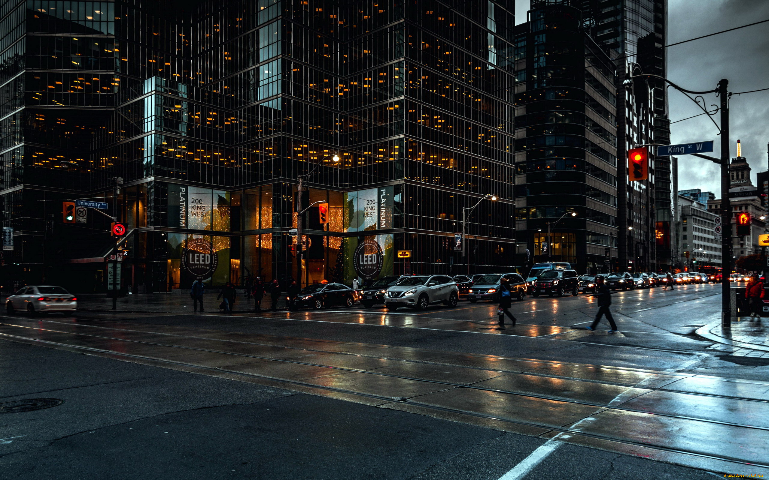 города, торонто, , канада, вечер, улица