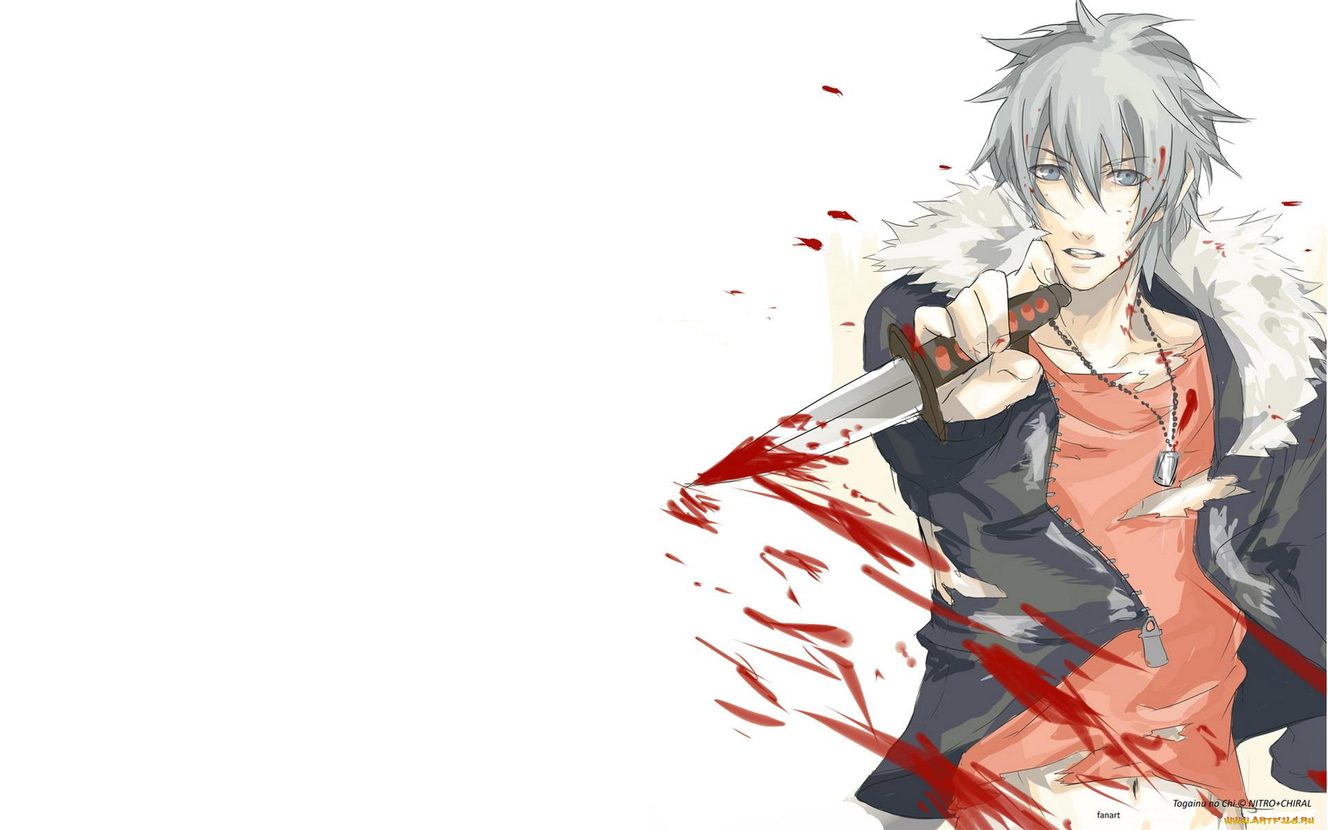 togainu, no, chi, аниме, парень, кровь, кинжал, куртка