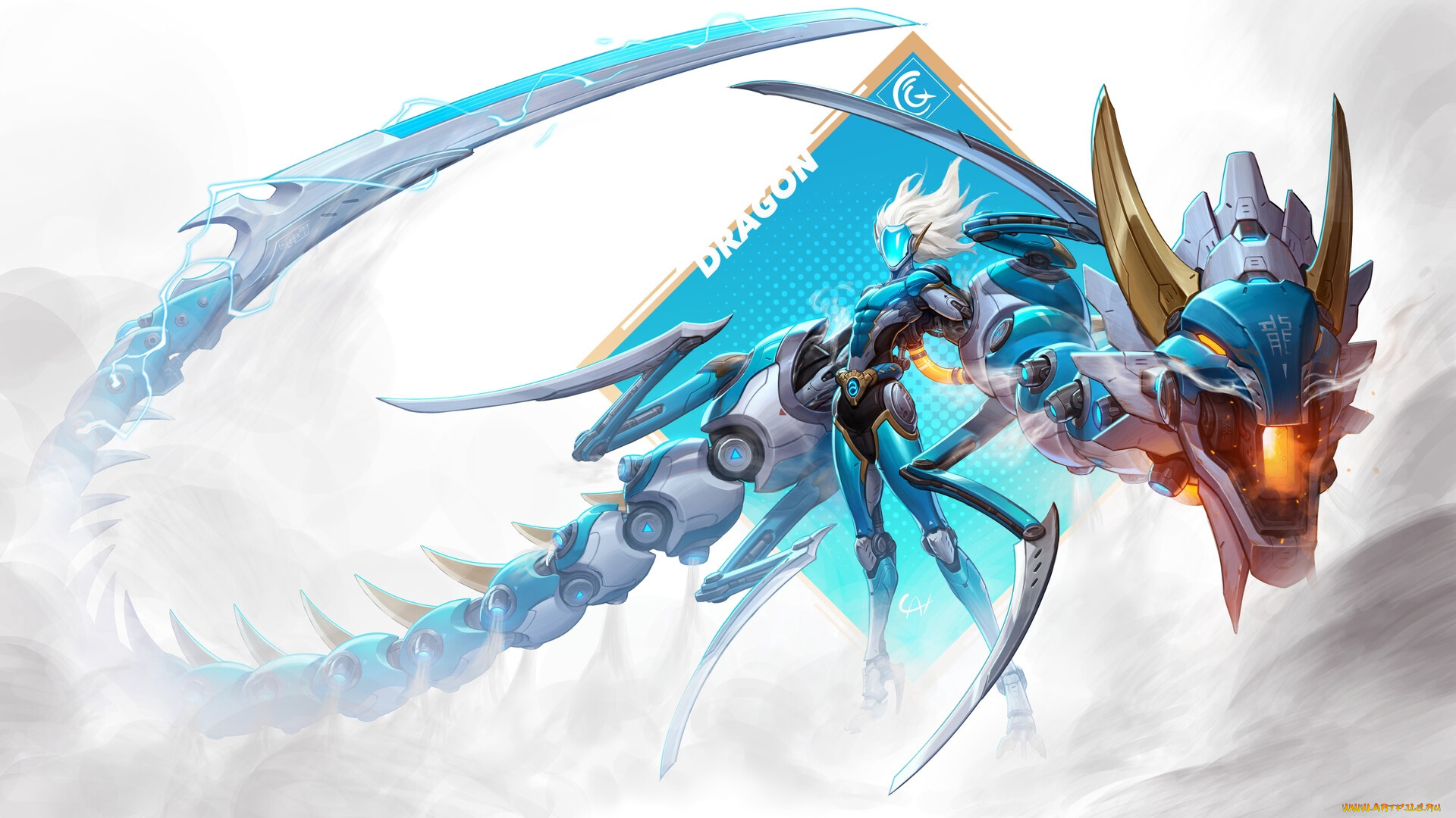 фэнтези, роботы, , киборги, , механизмы, дракон, девушка