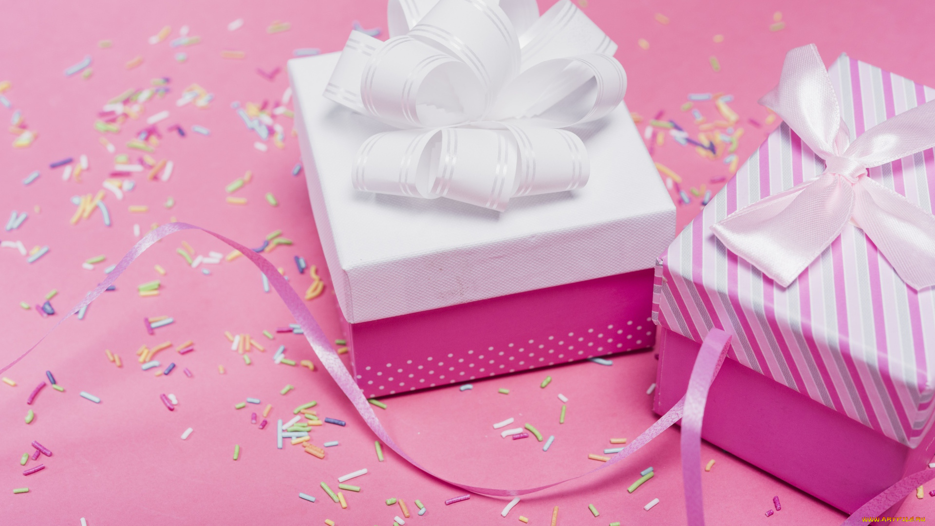 праздничные, подарки, и, коробочки, коробки, подарки, конфетти