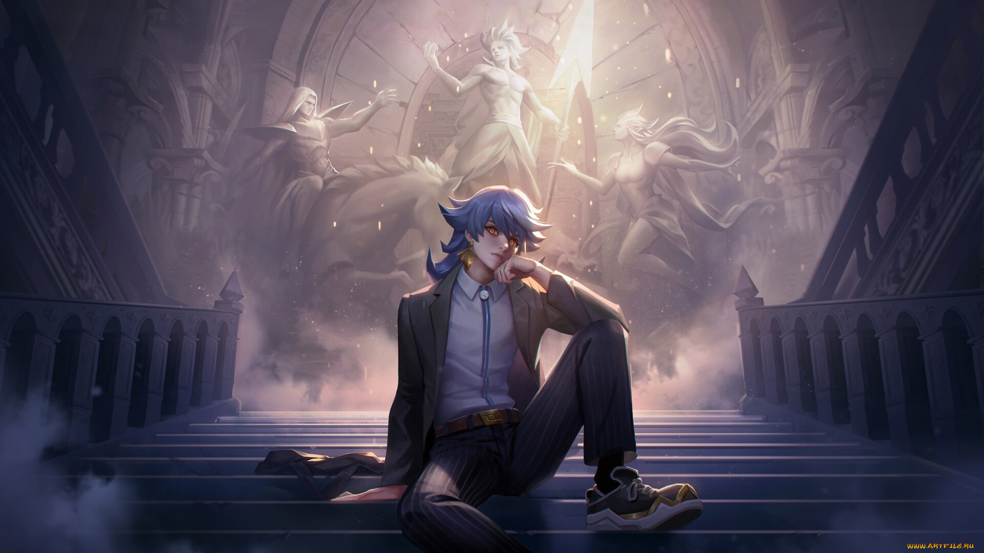 видео, игры, arena, of, valor, парень, лестница