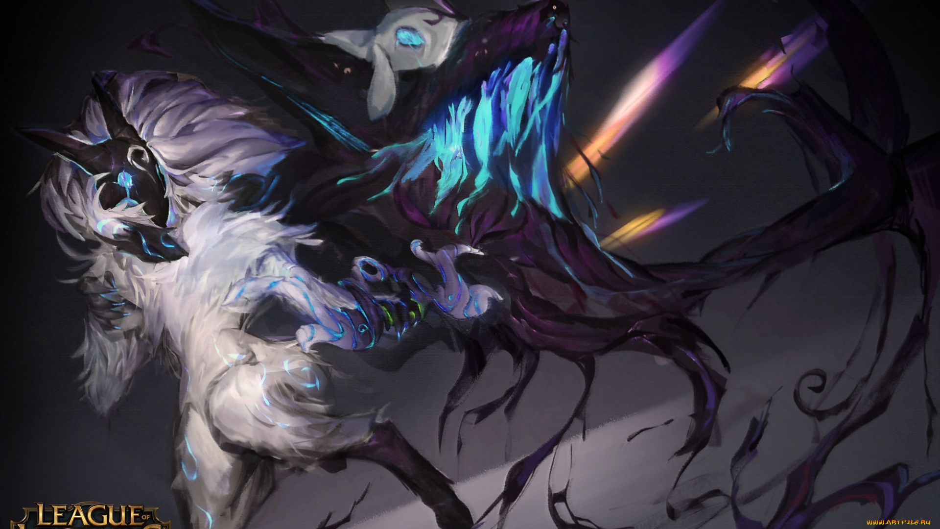 видео, игры, league, of, legends, kindred, маска, они, дух, девушка